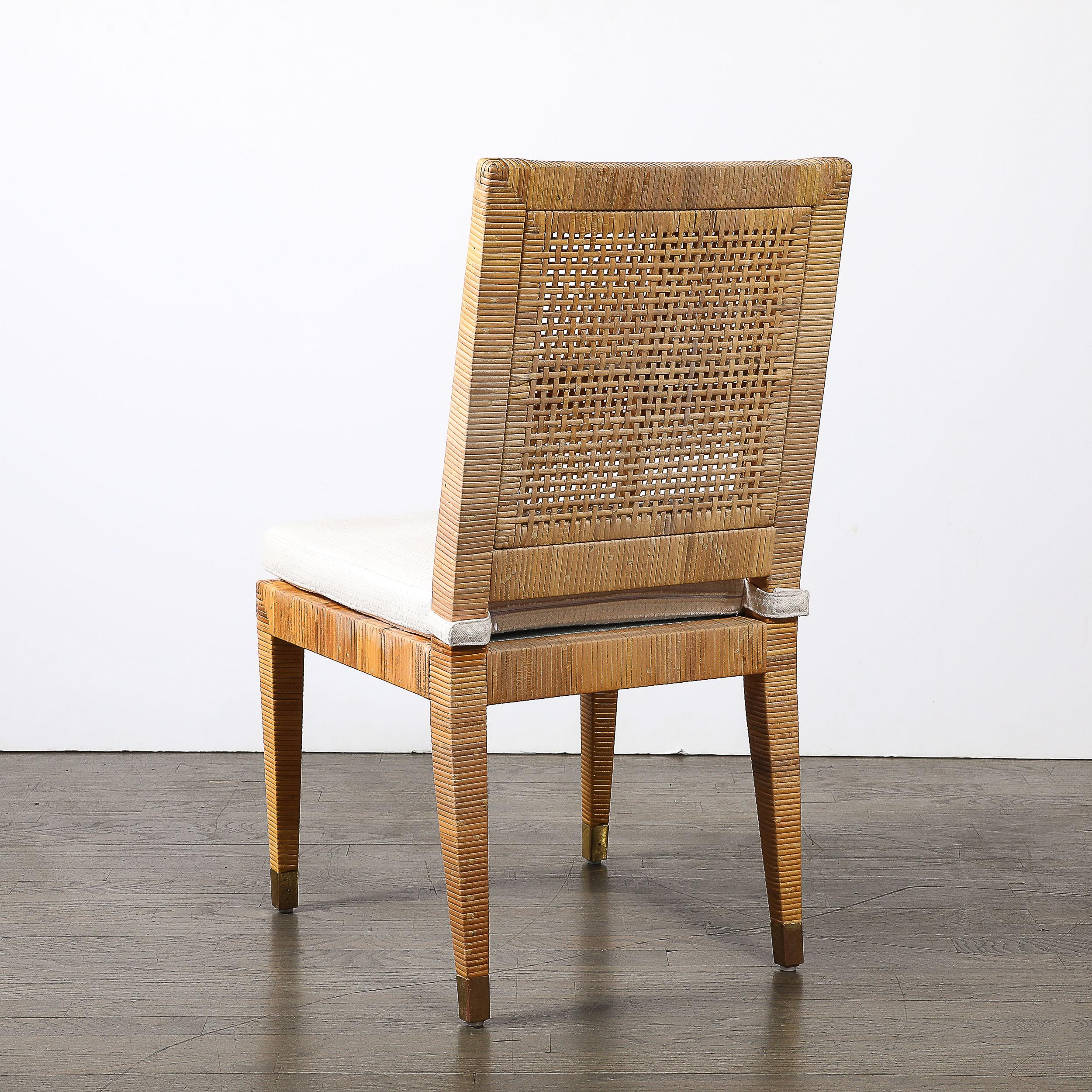 Sedia in rattan e bambù di metà secolo con rivestimento e imbottitura firmata Bielecky Brothers in vendita 3