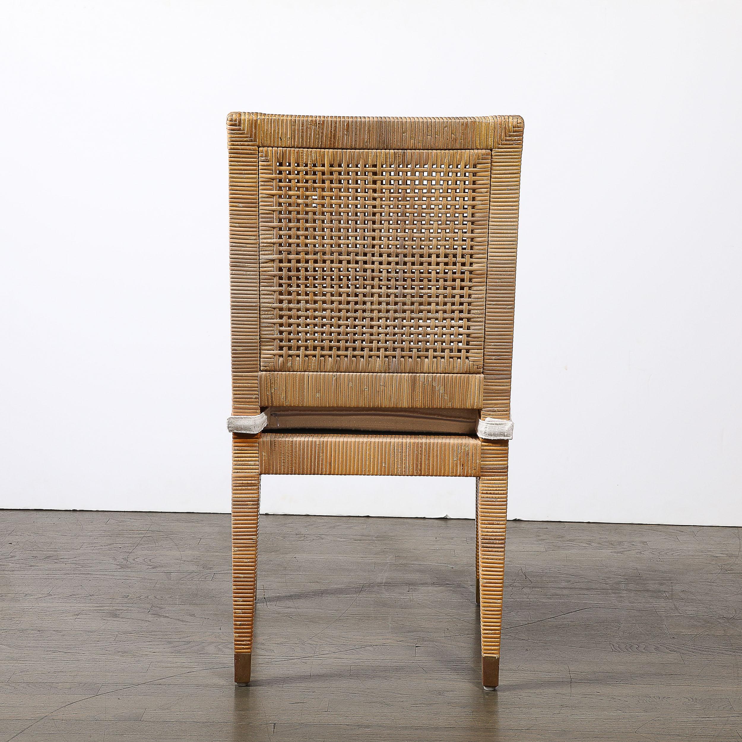 Sedia in rattan e bambù di metà secolo con rivestimento e imbottitura firmata Bielecky Brothers in vendita 4