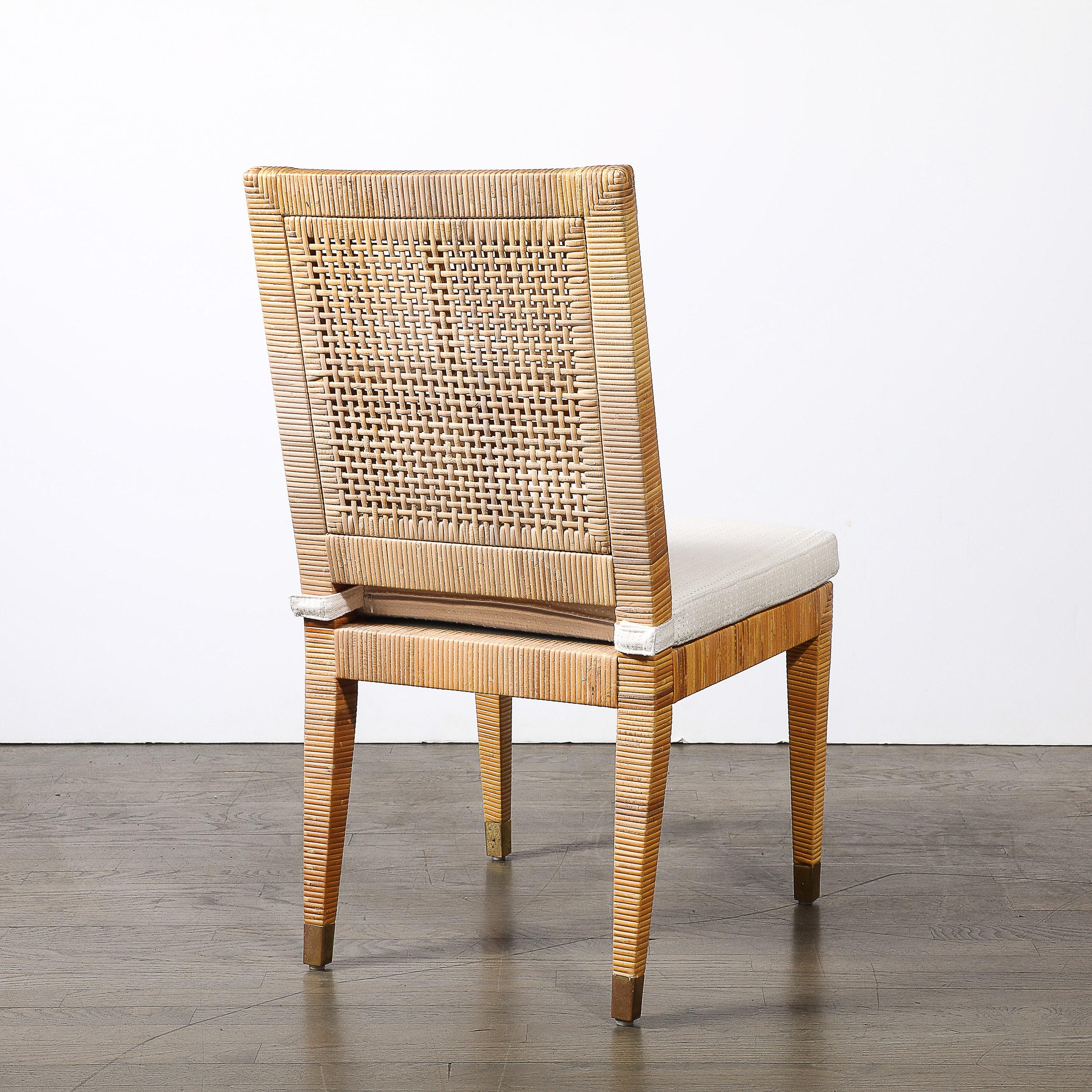 Sedia in rattan e bambù di metà secolo con rivestimento e imbottitura firmata Bielecky Brothers in vendita 5