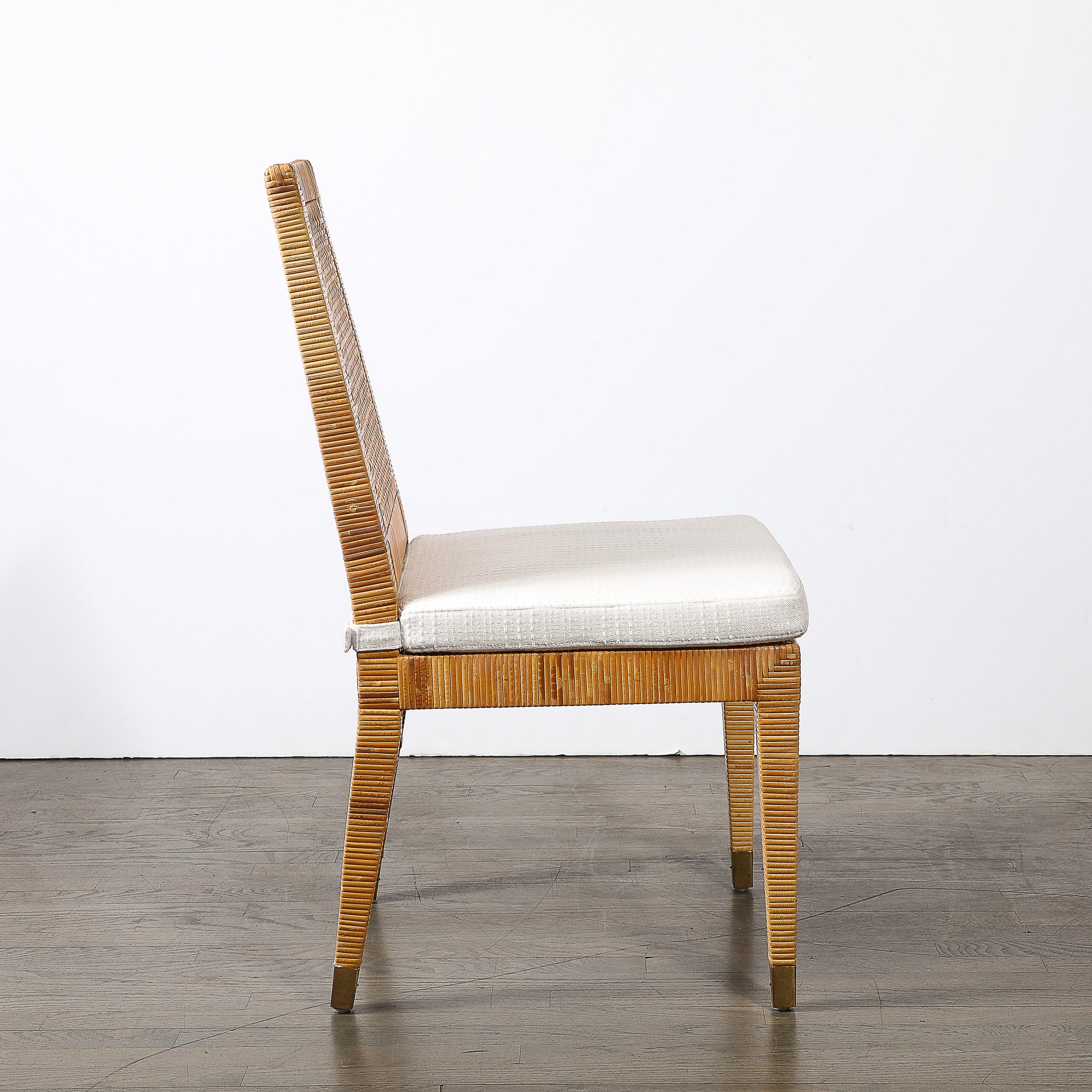 Sedia in rattan e bambù di metà secolo con rivestimento e imbottitura firmata Bielecky Brothers in vendita 6