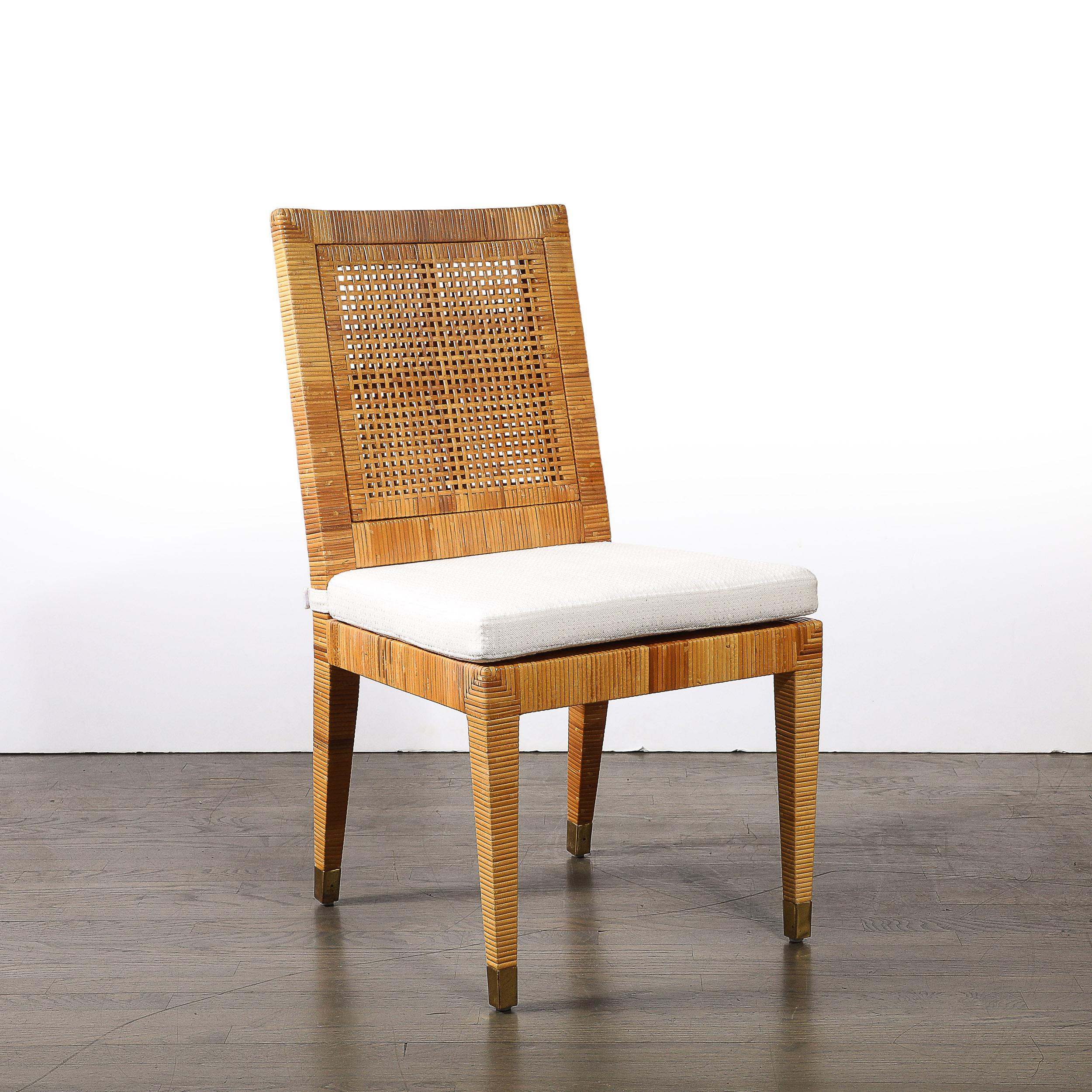 Sedia in rattan e bambù di metà secolo con rivestimento e imbottitura firmata Bielecky Brothers in vendita 7