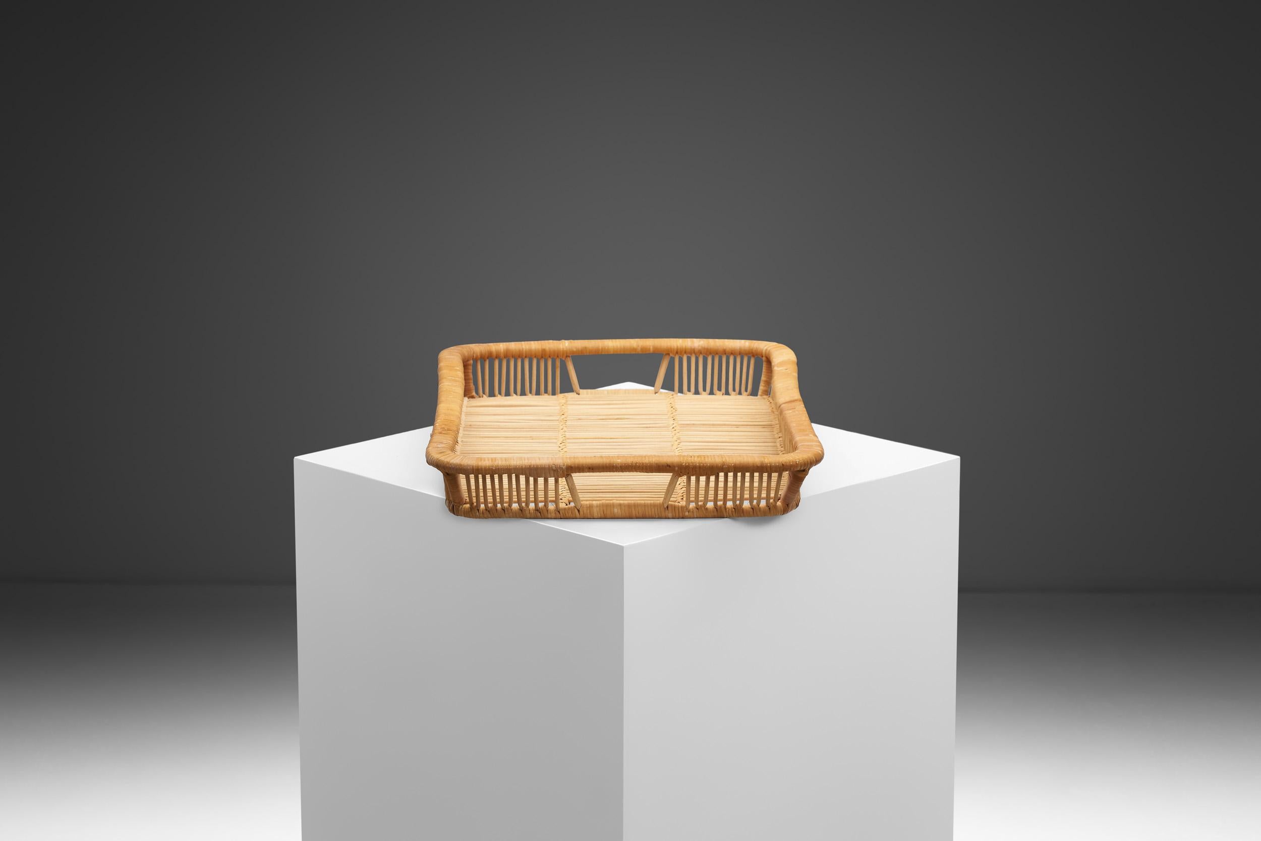 Finnish Mid-Century Rattan Basket Tray by Artek, Finland 1960s For Sale