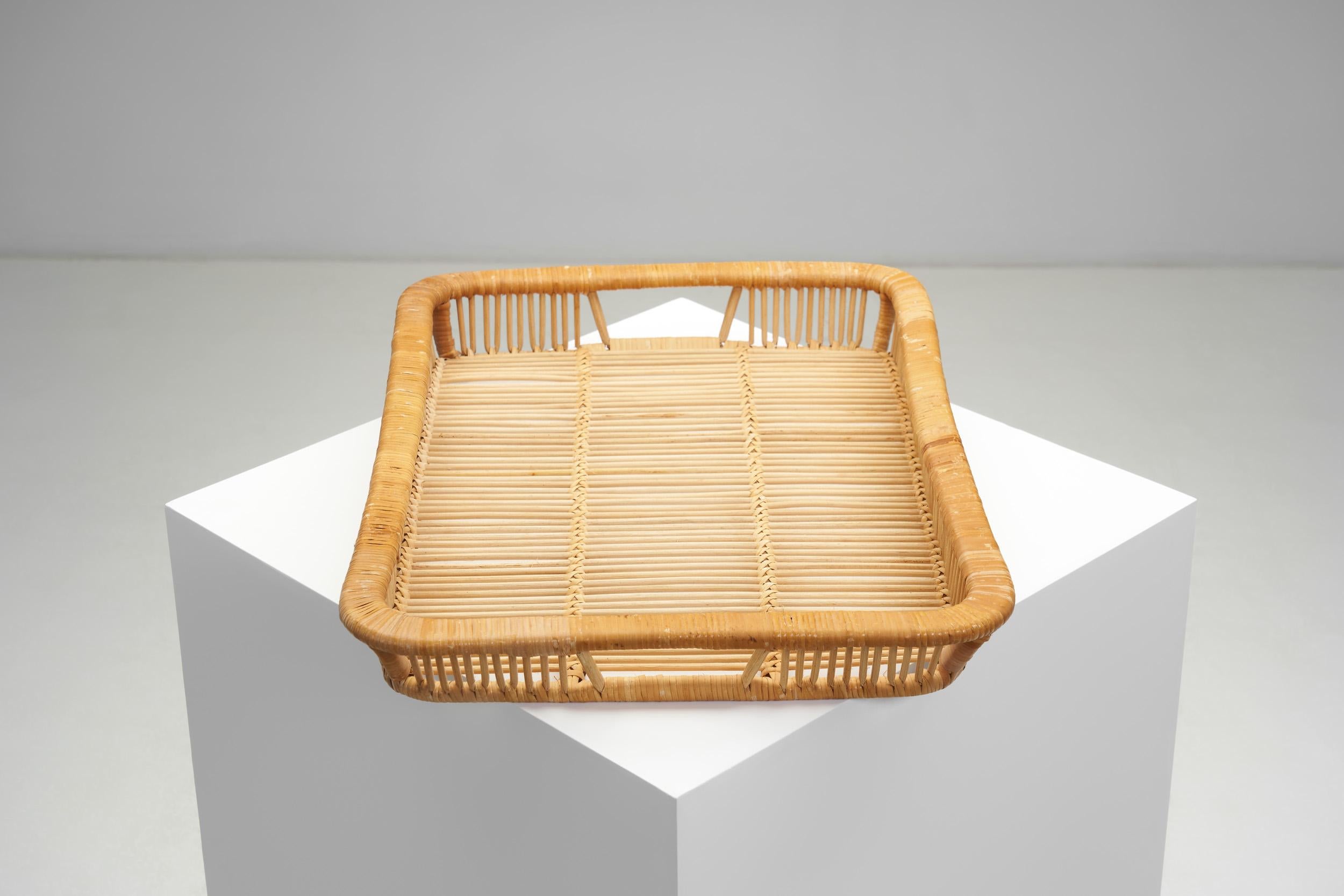 Mid-20th Century Mid-Century Rattan Basket Tray by Artek, Finland 1960s For Sale