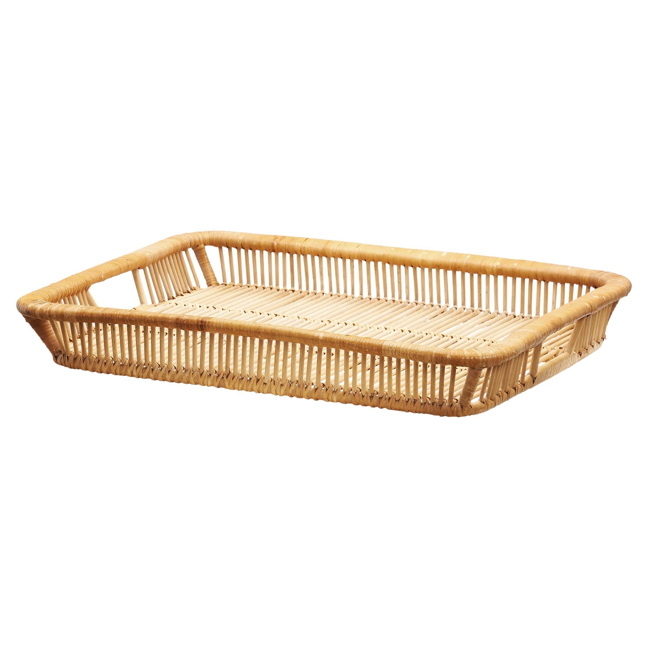 Mid-Century Rattan Basket Tray by Artek, Finland 1960s For Sale
