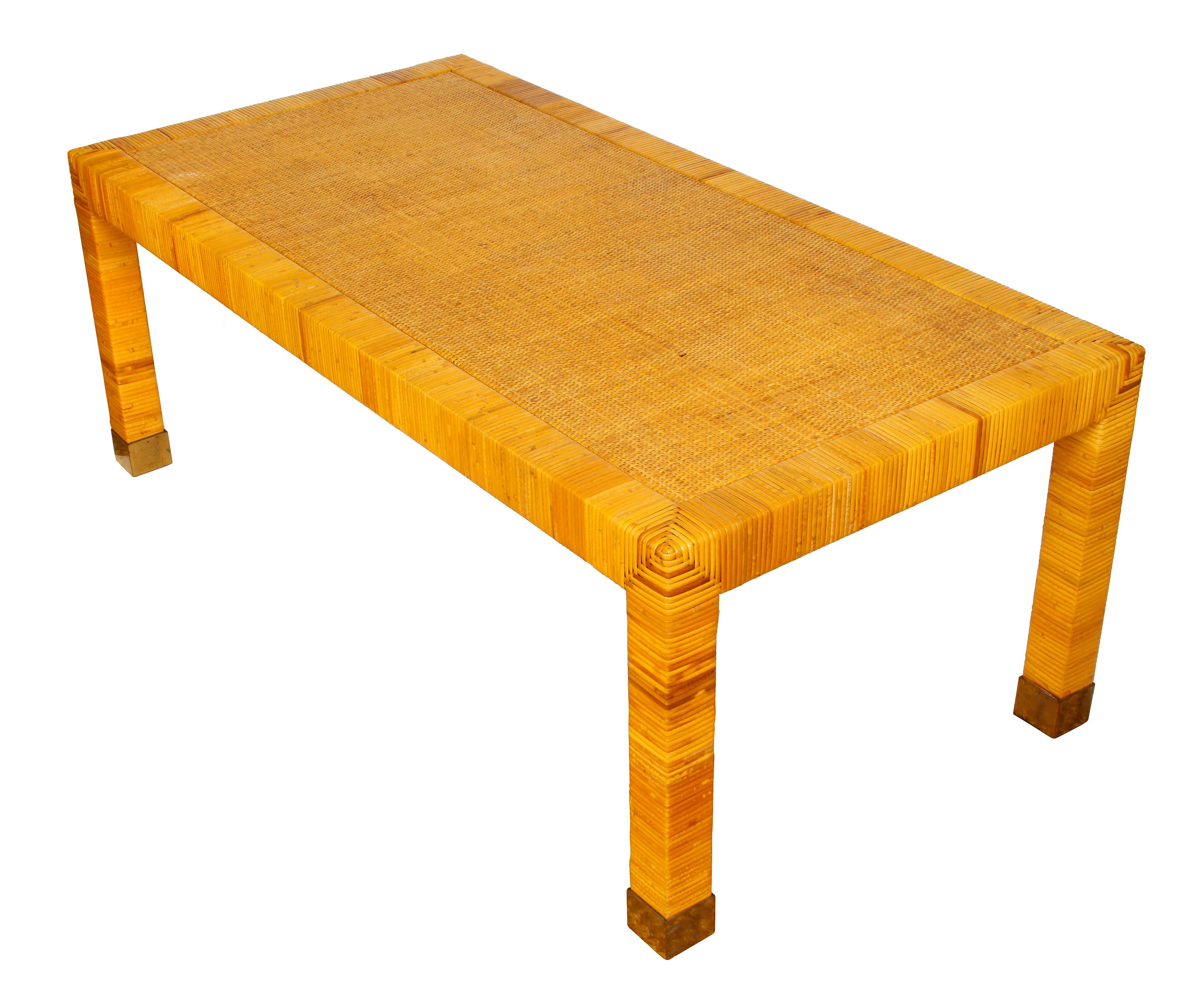 American Midcentury Rattan Bielecky Coffee Table