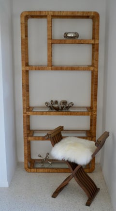 Midcentury Rattan Bookcase