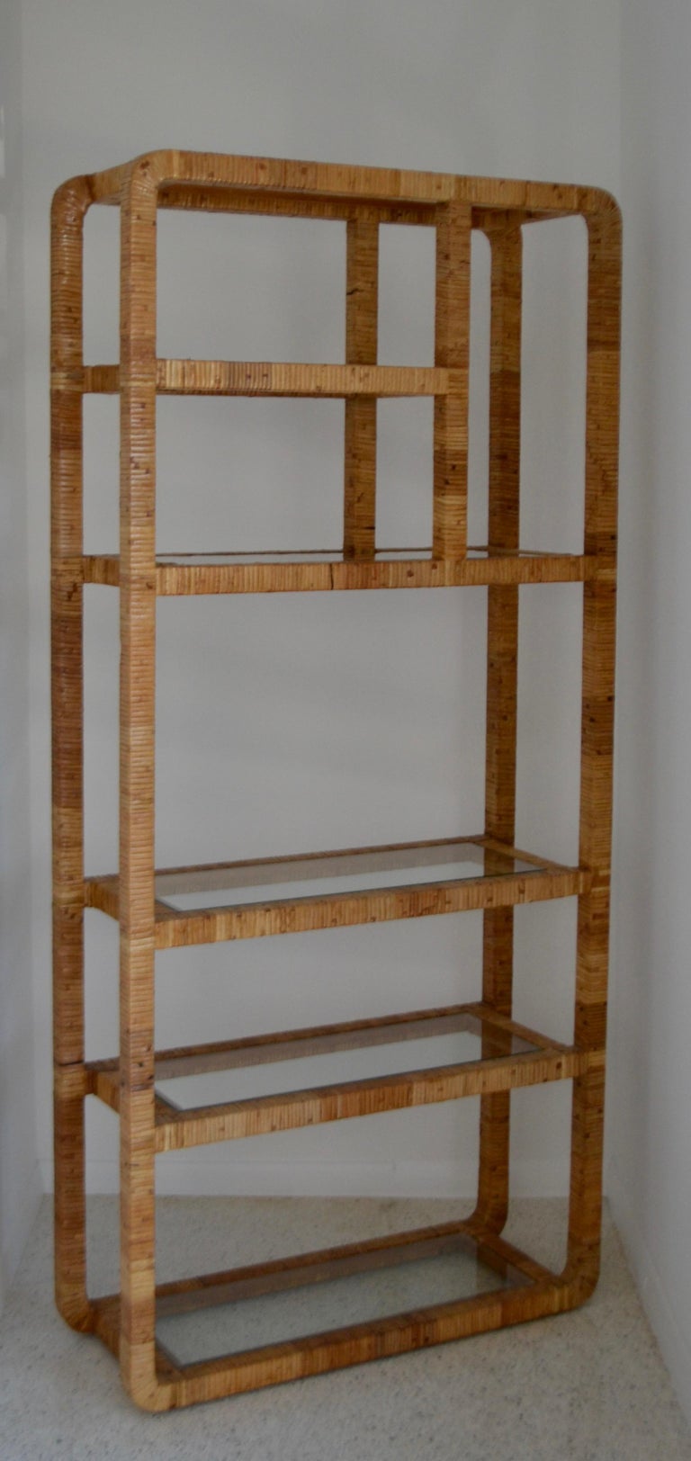 Midcentury Rattan Bookcase For Sale at 1stDibs