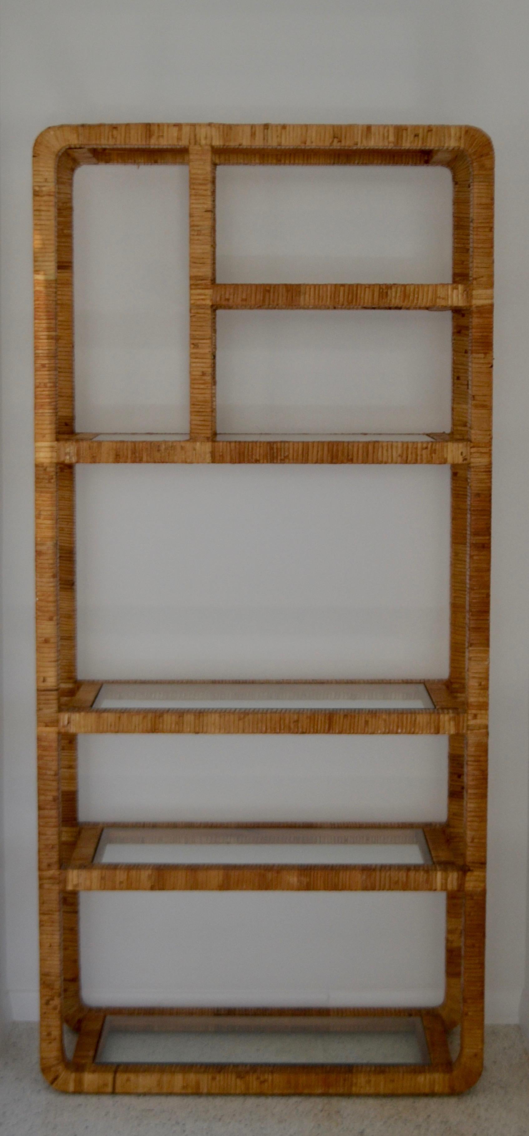 American Midcentury Rattan Bookcase For Sale