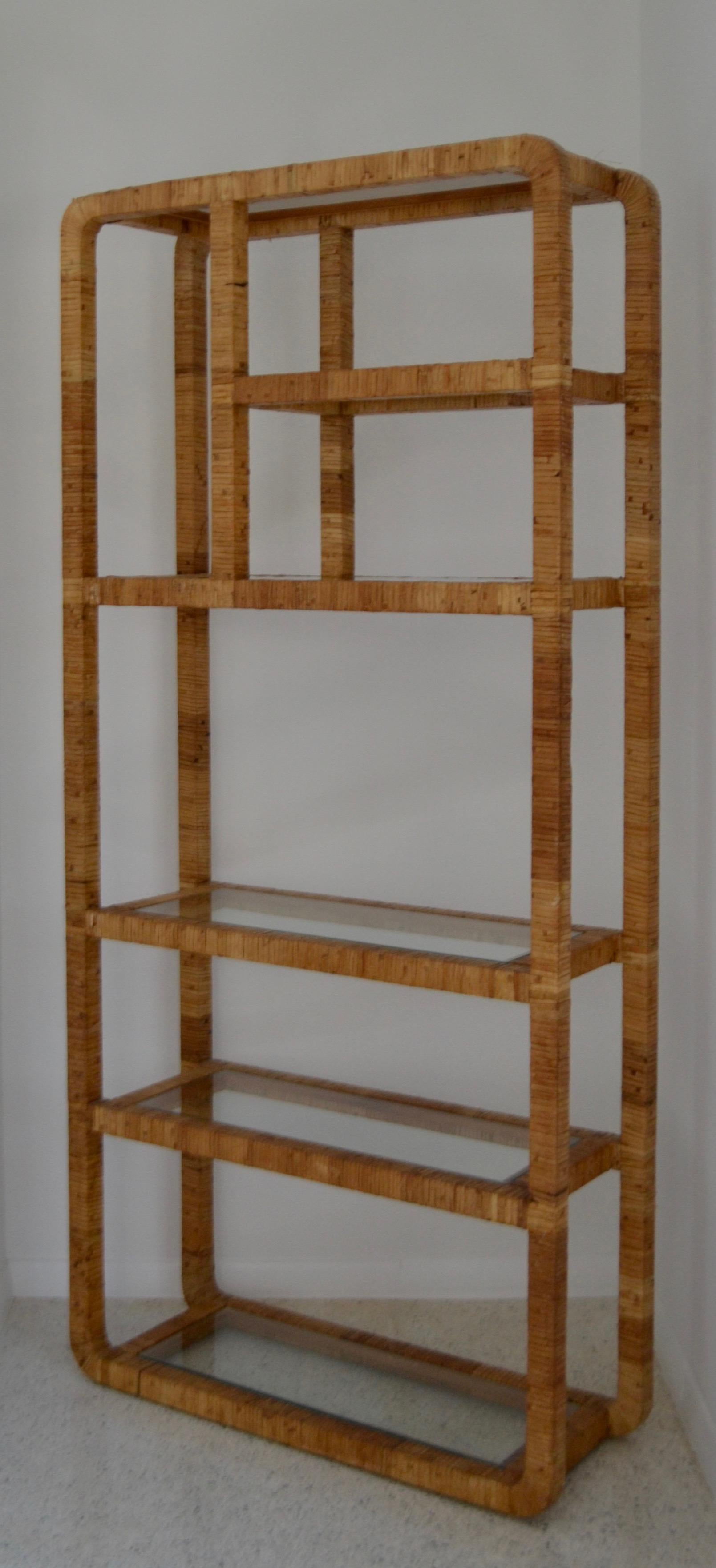 Midcentury Rattan Bookcase In Good Condition For Sale In West Palm Beach, FL