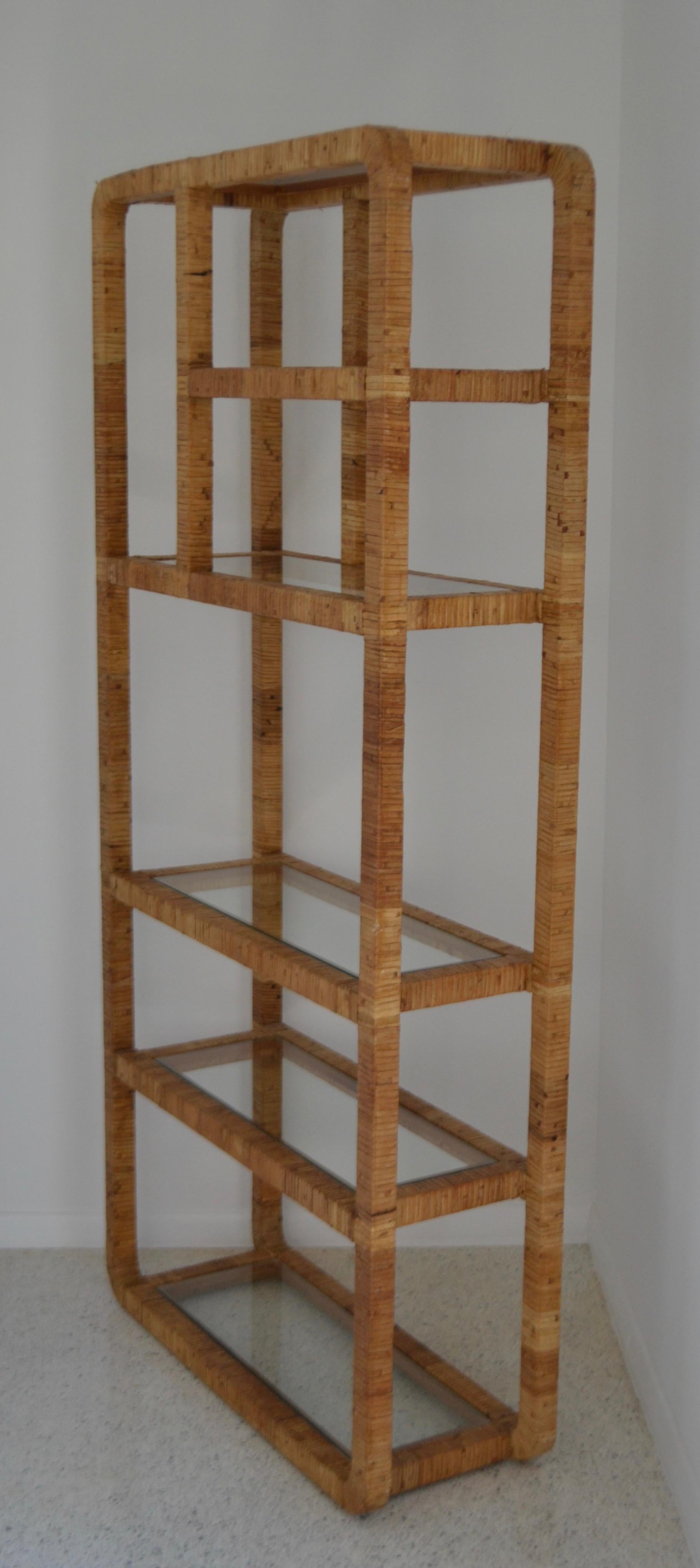 Midcentury Rattan Bookcase For Sale 2