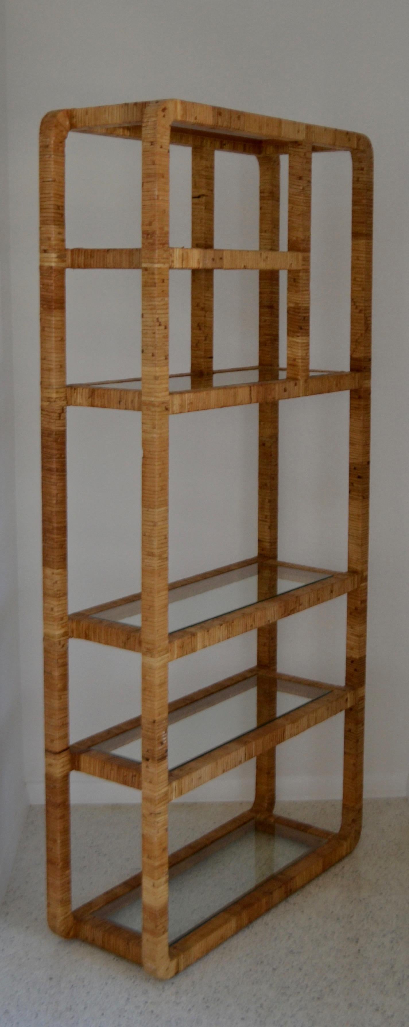 Midcentury Rattan Bookcase For Sale 3