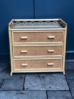 Midcentury Rattan / Cane Chest of Drawers by Angraves, England, 1970s