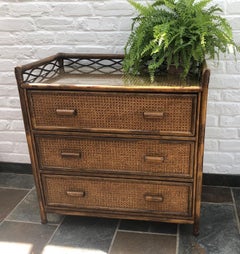 Midcentury Rattan / Cane Chest of Drawers by Angraves, England, 1970s