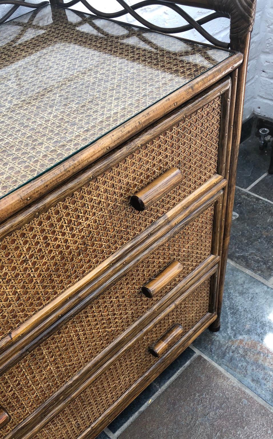 Mid-Century Modern Midcentury Rattan / Cane Chest of Drawers by Angraves, England, 1970s