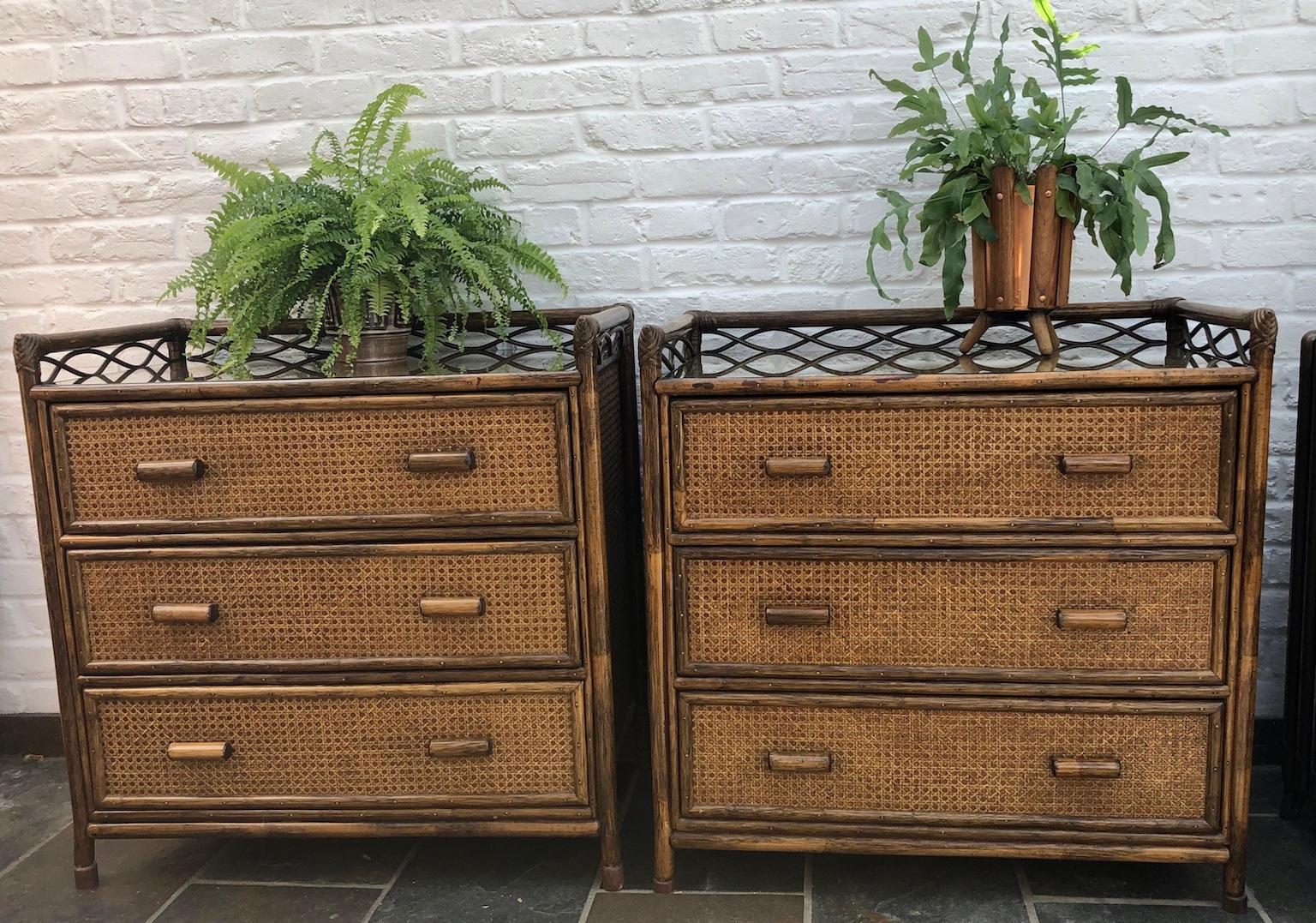 Midcentury Rattan / Cane Chest of Drawers by Angraves, England, 1970s In Good Condition In Richmond, Surrey