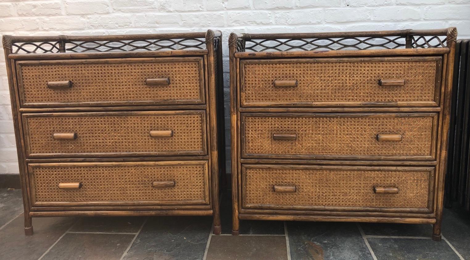Late 20th Century Midcentury Rattan / Cane Chest of Drawers by Angraves, England, 1970s