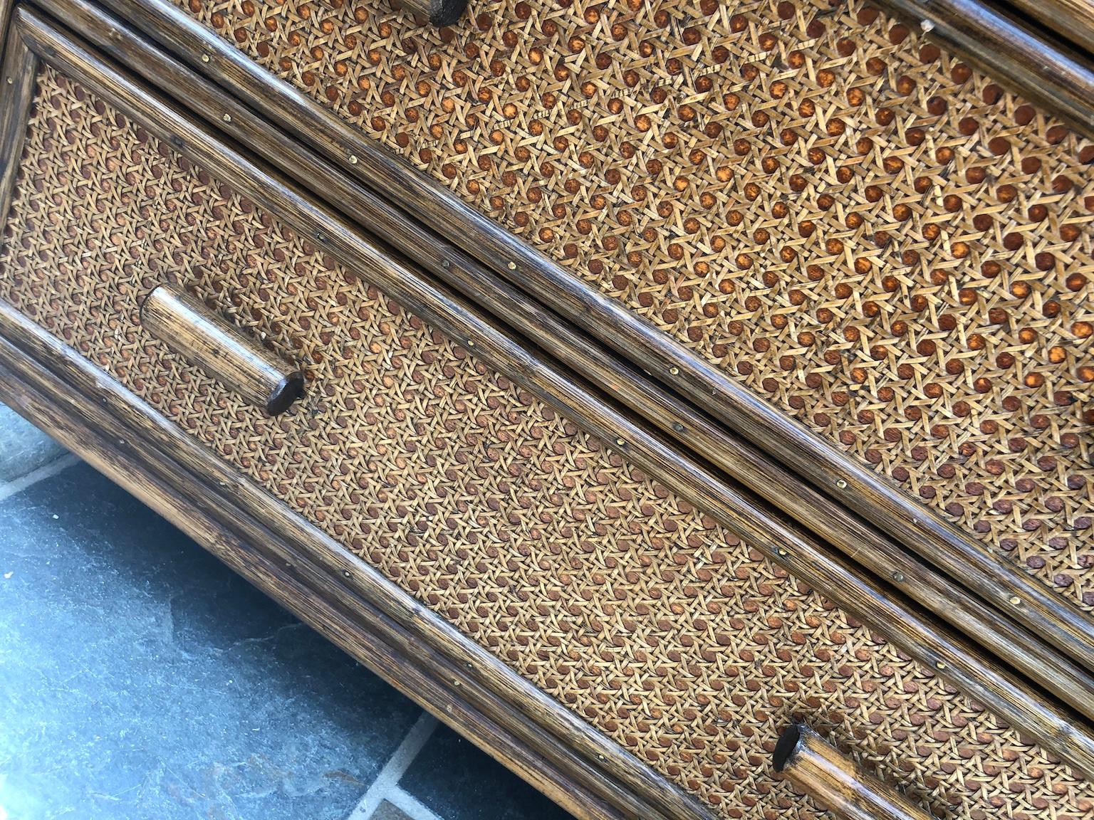 Midcentury Rattan / Cane Chest of Drawers by Angraves, England, 1970s 2