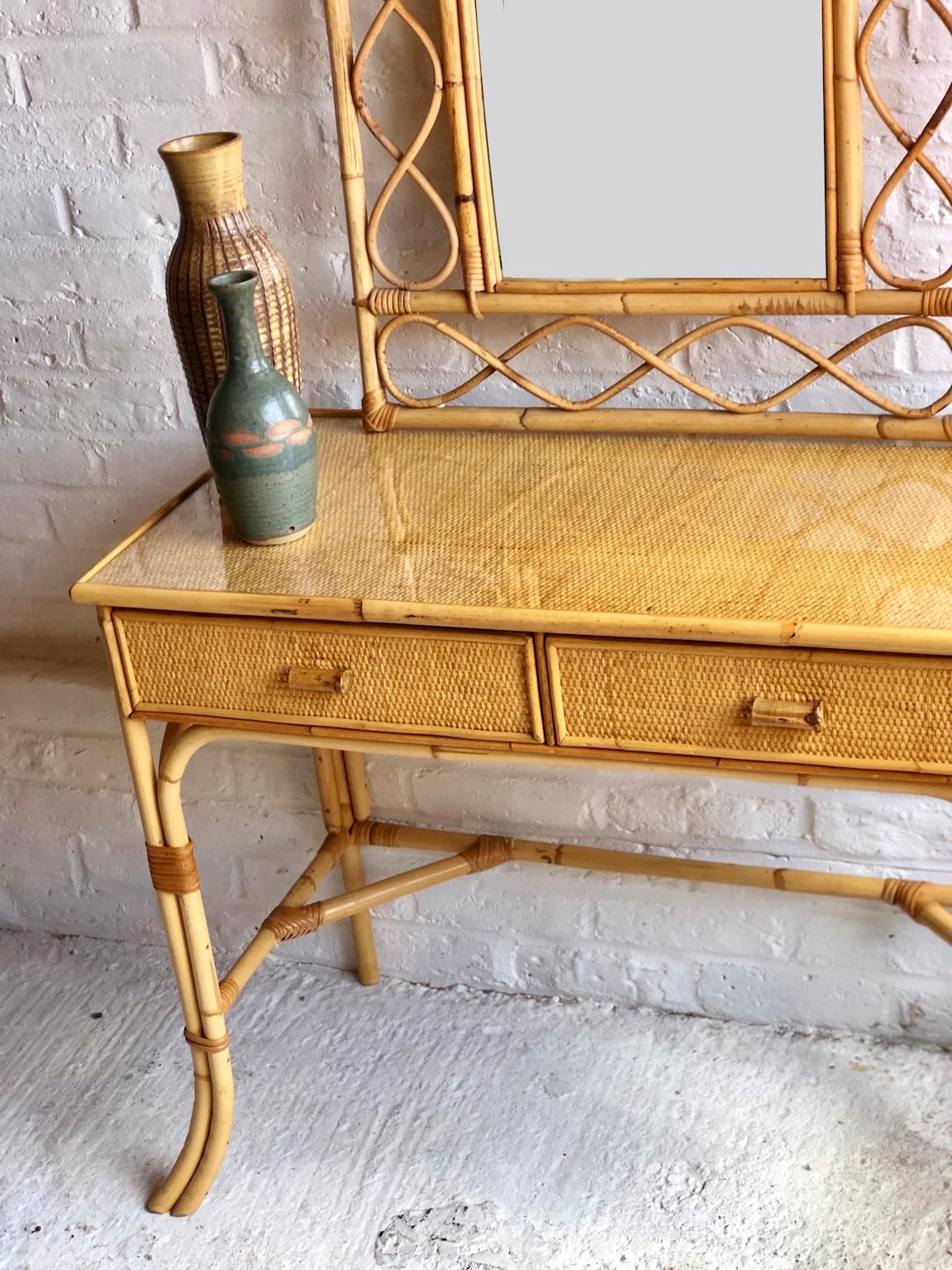 small rattan dressing table