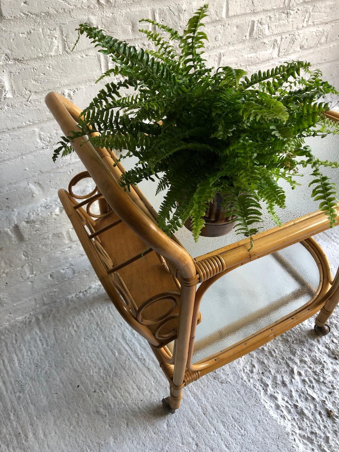 Midcentury Rattan / Cane Drinks Trolley by Angraves, circa 1970 3