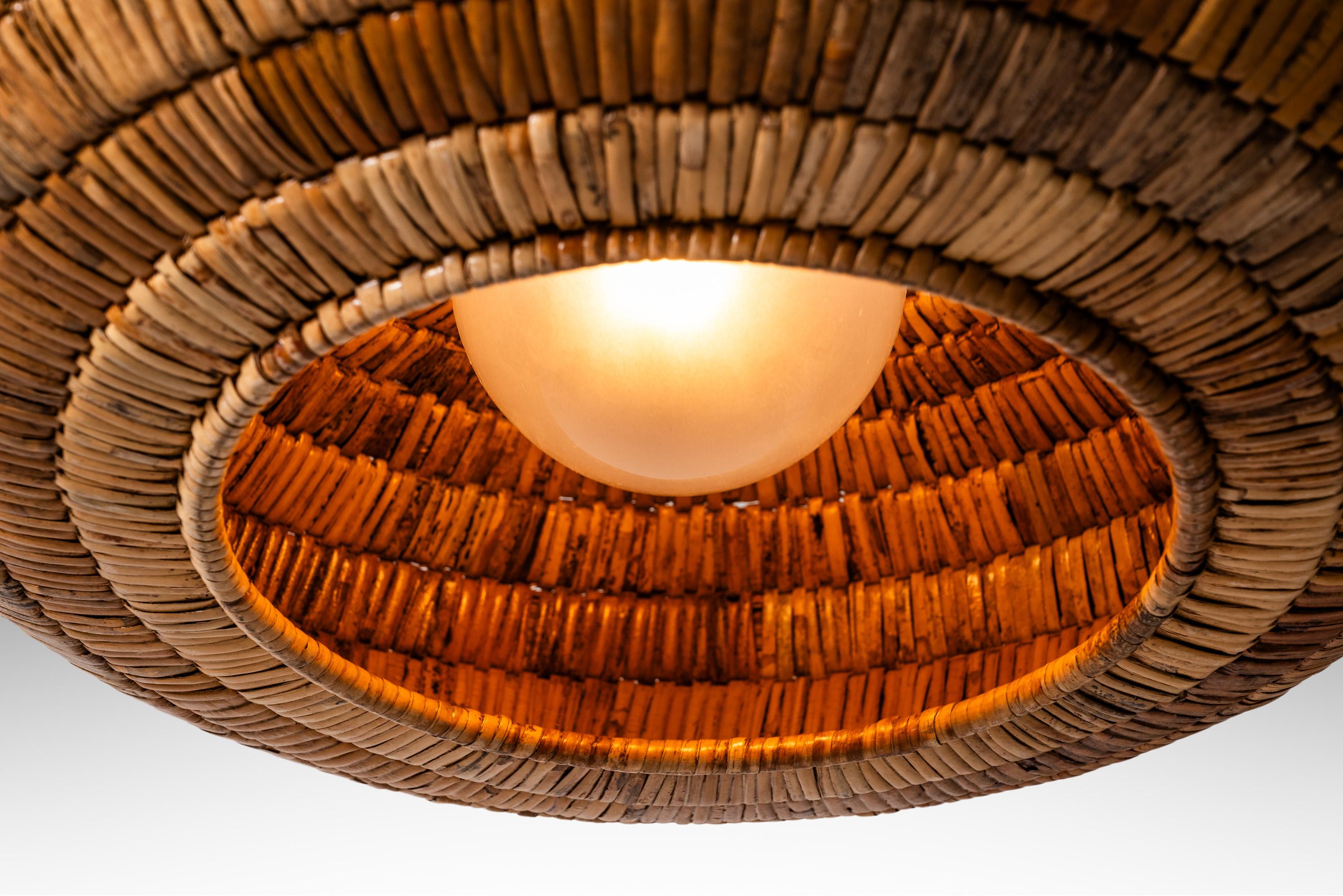 Mid-Century Rattan Ceiling Lamp by Breuer for Troy Lighting, USA, c. 2000s For Sale 3