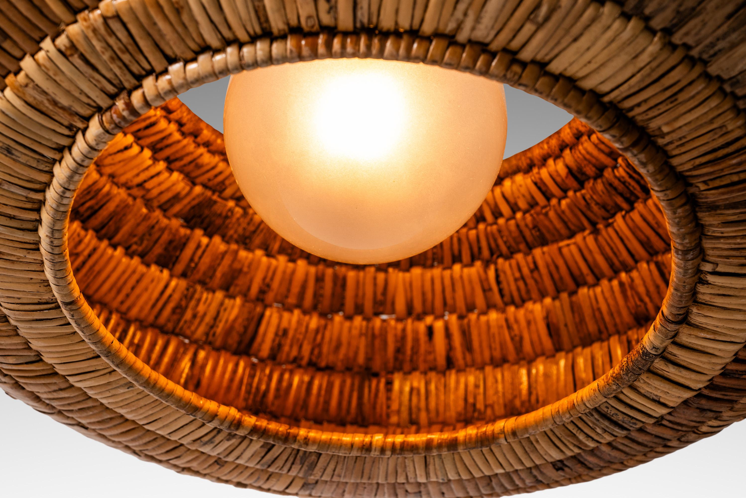 Contemporary Mid-Century Rattan Ceiling Lamp by Breuer for Troy Lighting, USA, c. 2000s For Sale