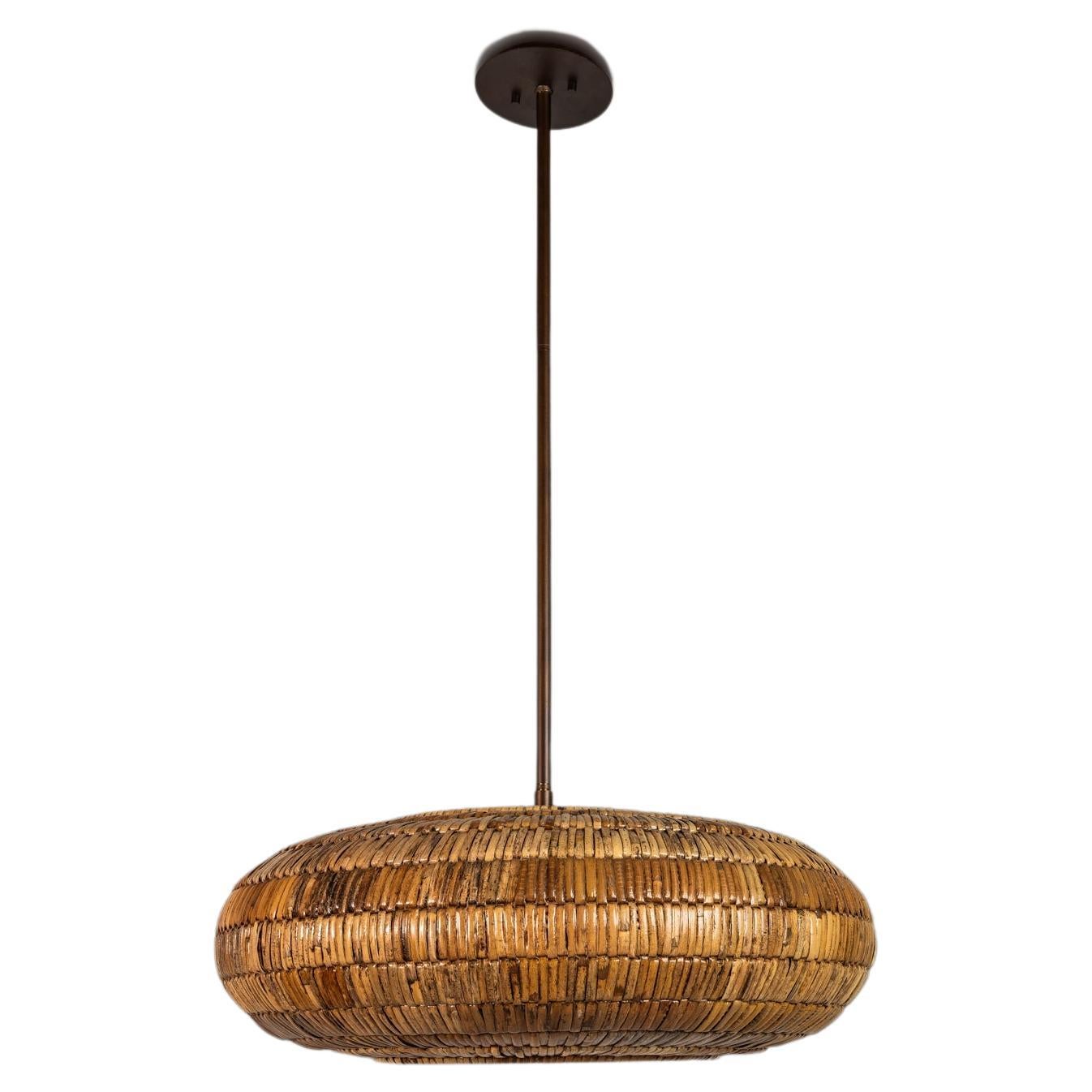 Mid-Century Rattan Ceiling Lamp by Breuer for Troy Lighting, USA, c. 2000s For Sale