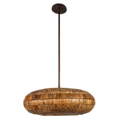 Mid-Century Rattan Ceiling Lamp by Breuer for Troy Lighting, USA, c. 2000s