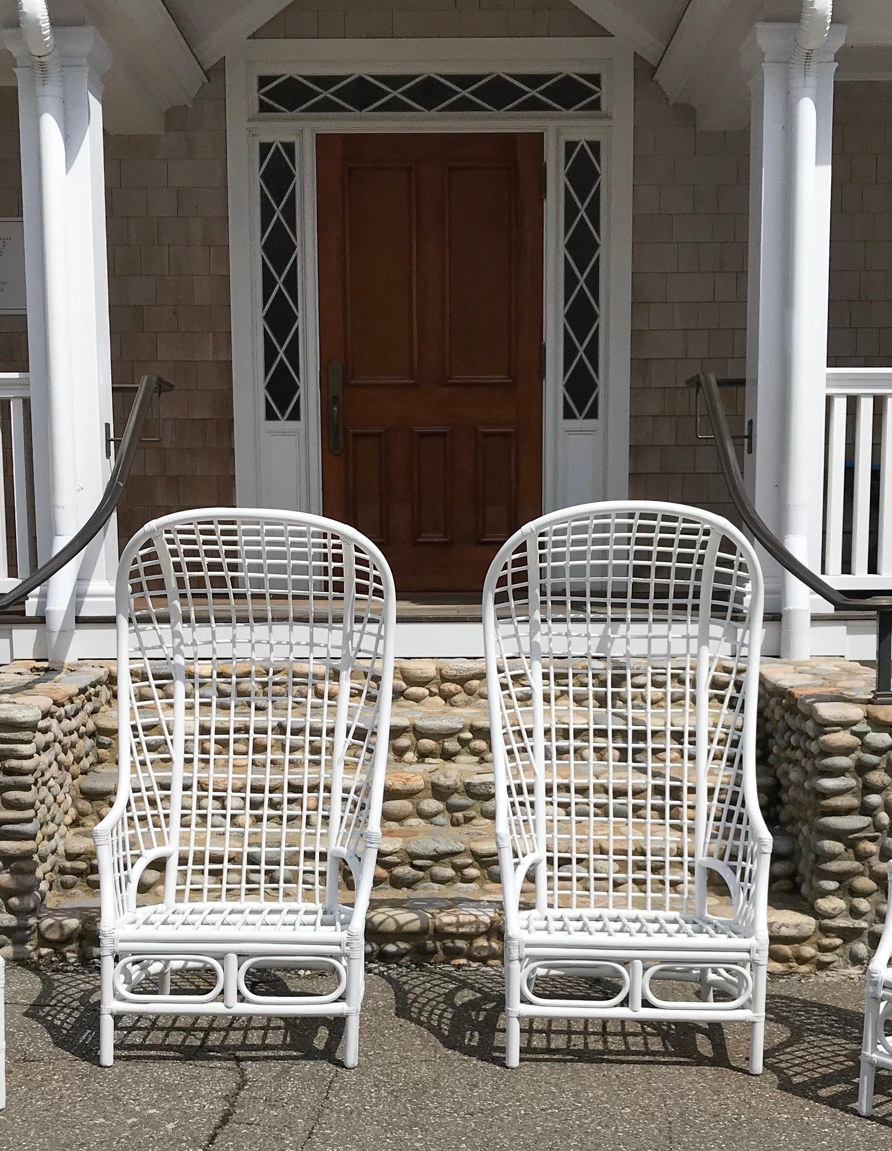 Midcentury Rattan Chairs In Good Condition In Old Saybrook, CT