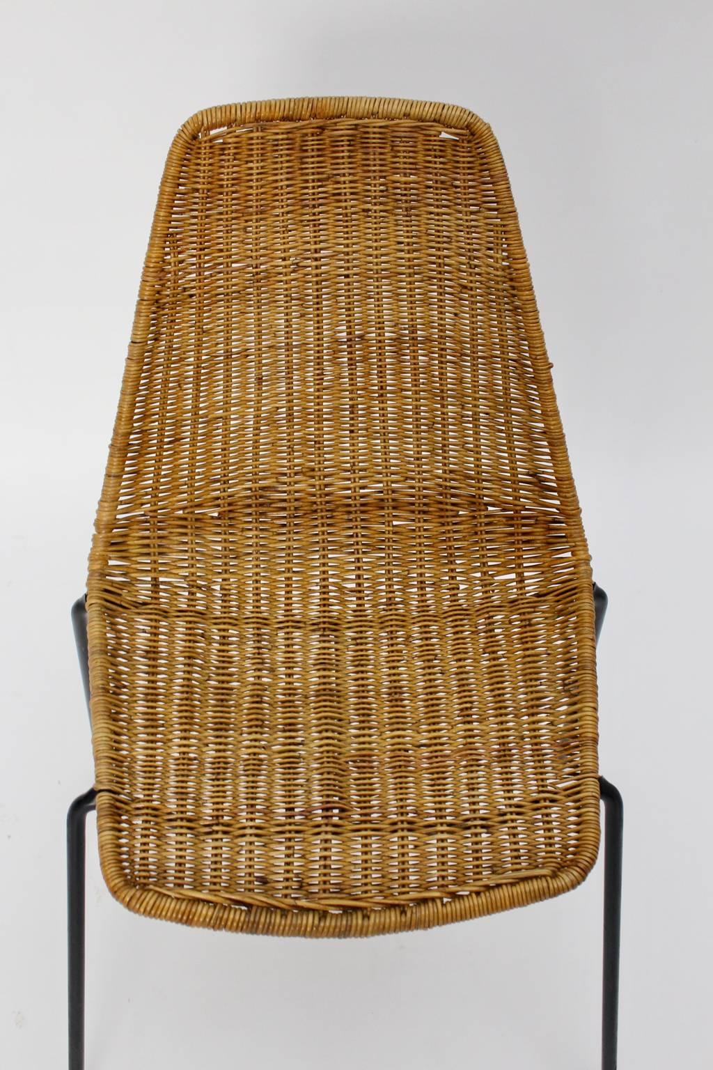 Midcentury Modern Rattan Two Chairs Basket Gian Franco Legler, 1951, Switzerland 9