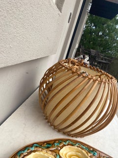 Mid-Century Rattan Chandelier Louis Sognot
