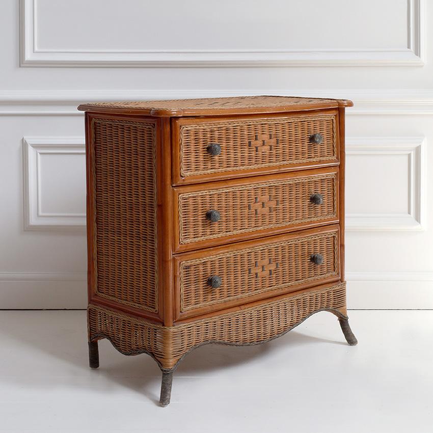 Mid-Century Rattan Chest of Drawers In Fair Condition For Sale In London, GB