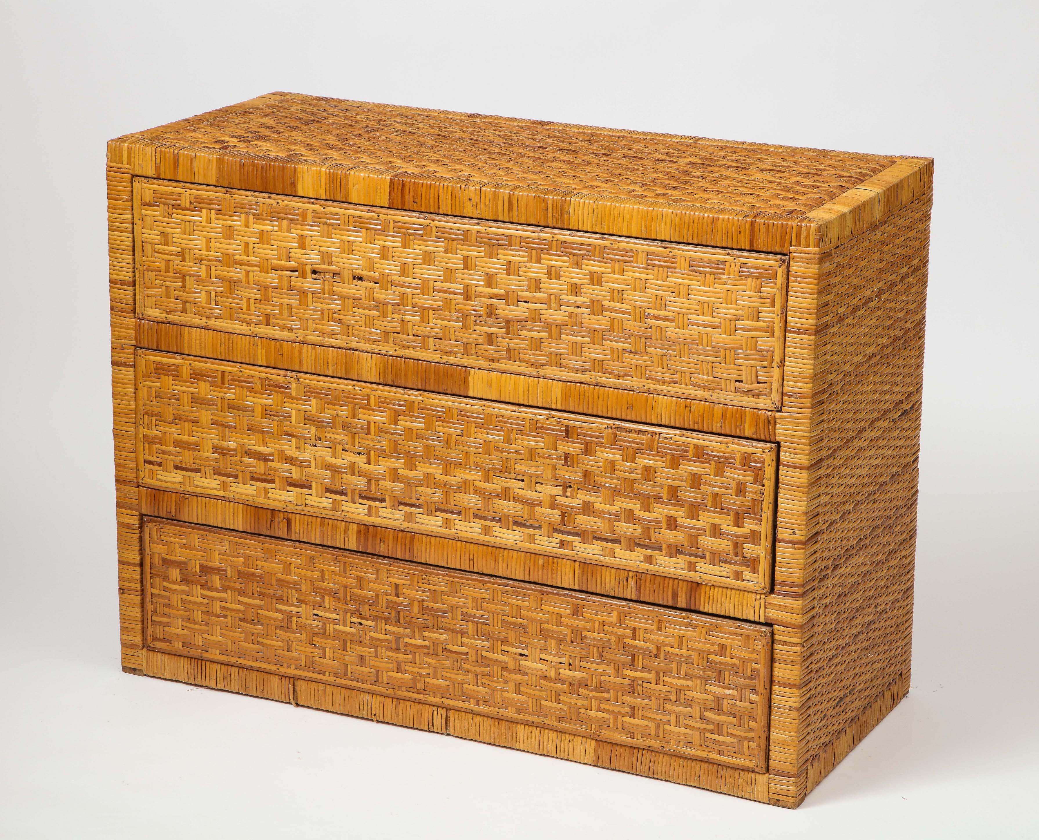 American Midcentury Rattan Chest of Drawers