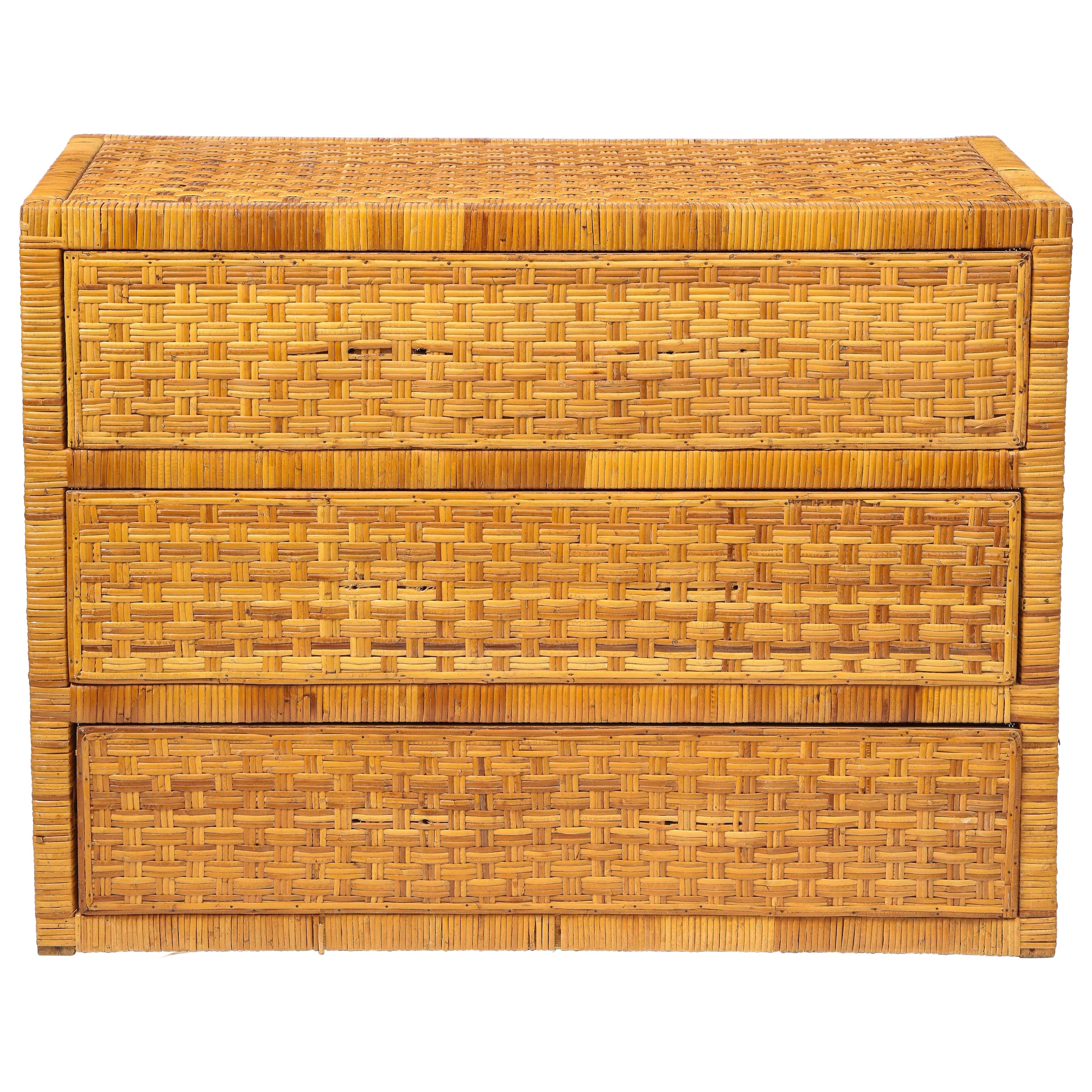 Midcentury Rattan Chest of Drawers