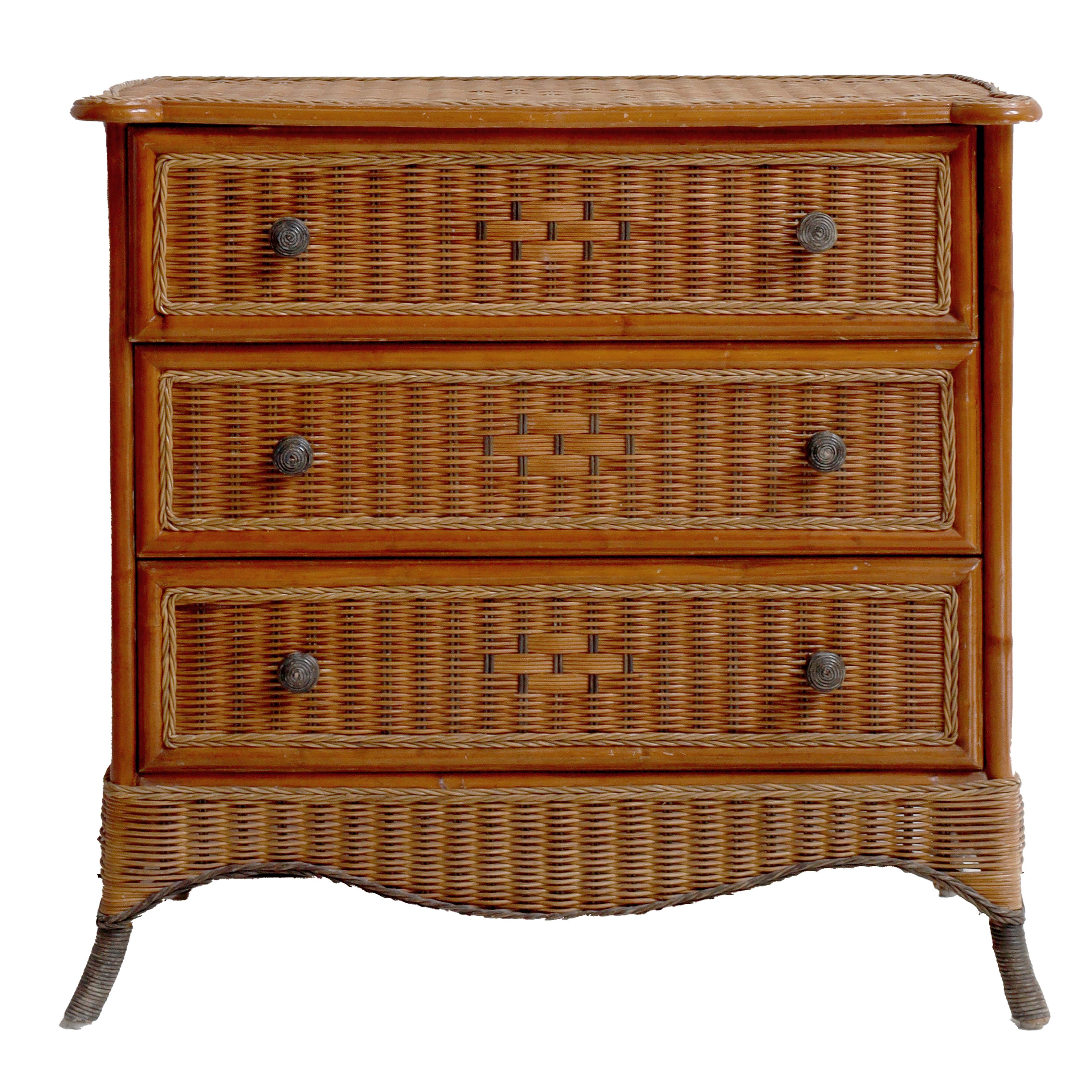 Mid-Century Rattan Chest of Drawers