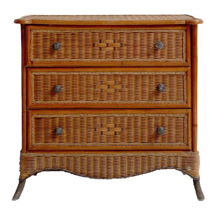 Mid-Century Rattan Chest of Drawers For Sale at 1stDibs