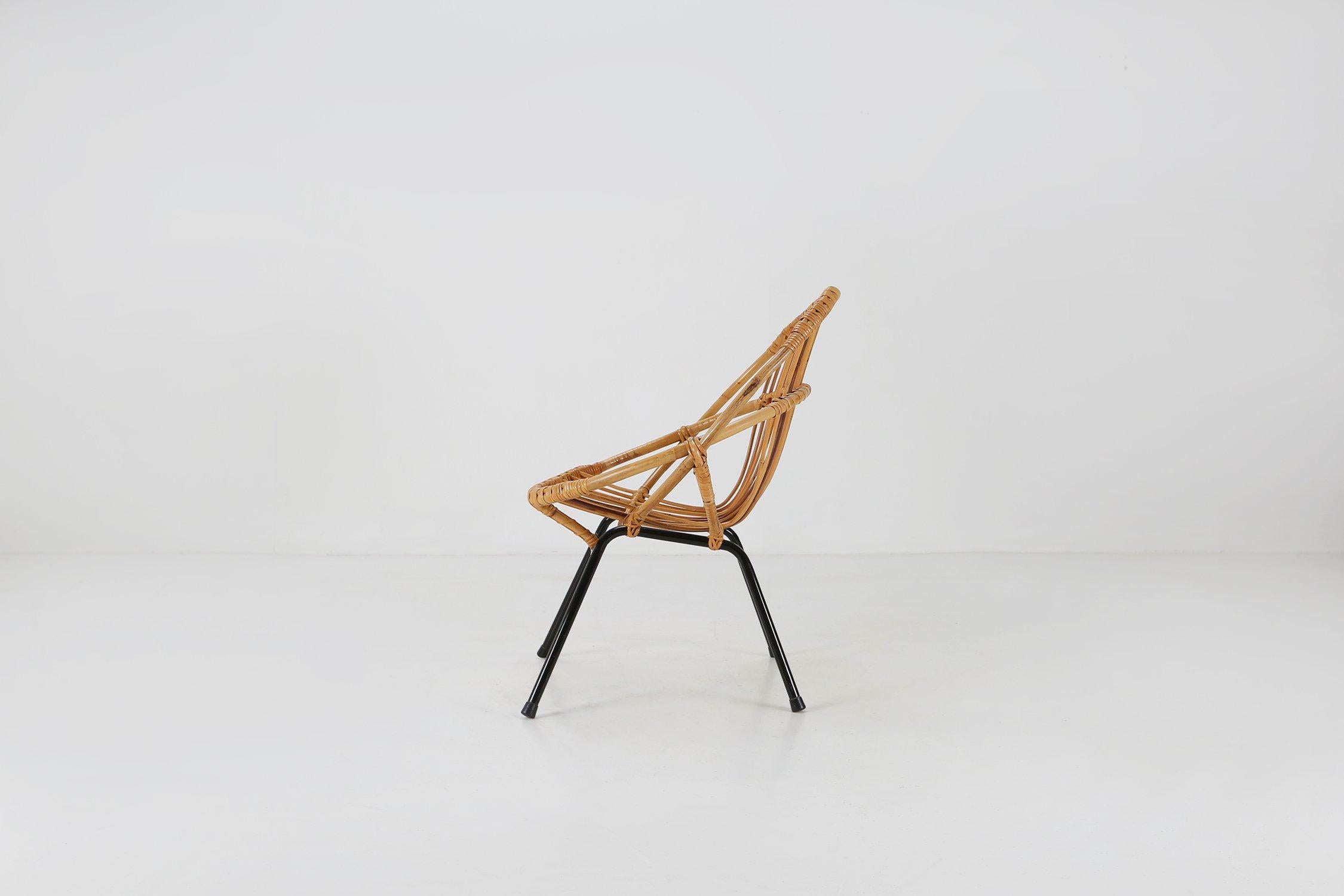 Dutch Mid-century rattan children’s lounge chair, the Netherlands 1960s For Sale