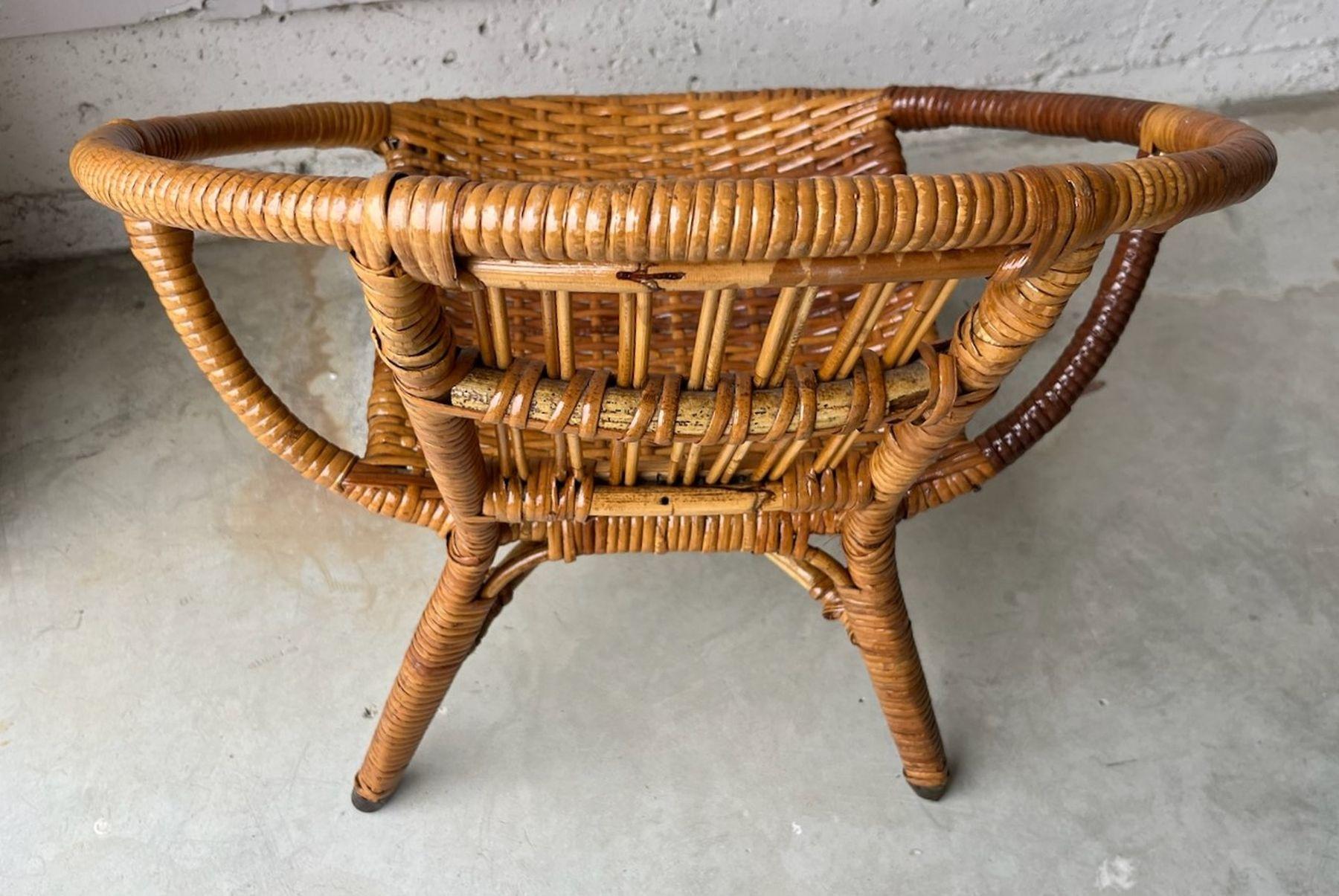 Adirondack Mid Century Rattan Child's Chairs For Sale