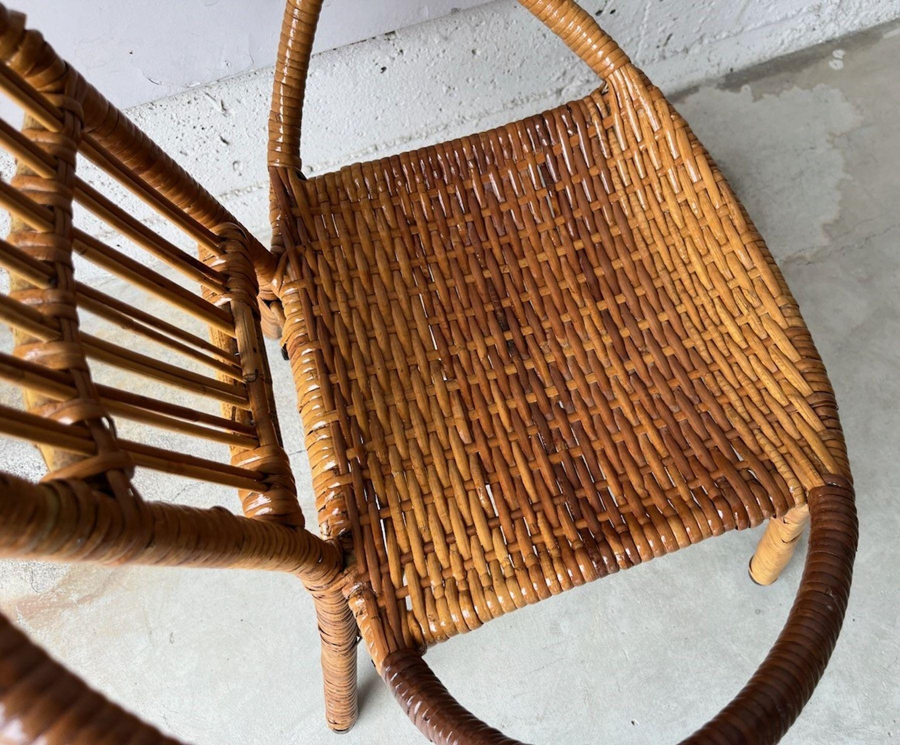 American Mid Century Rattan Child's Chairs For Sale