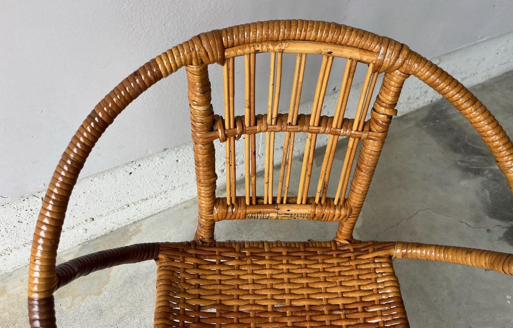 Mid Century Rattan Child's Chairs In Good Condition For Sale In Los Angeles, CA