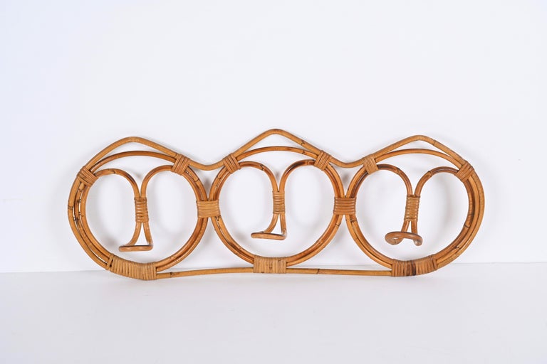 Mid-Century Rattan Coat Rack, Albini and Franca Helg for Bonacina, Italy, 1960s In Good Condition For Sale In Roma, IT