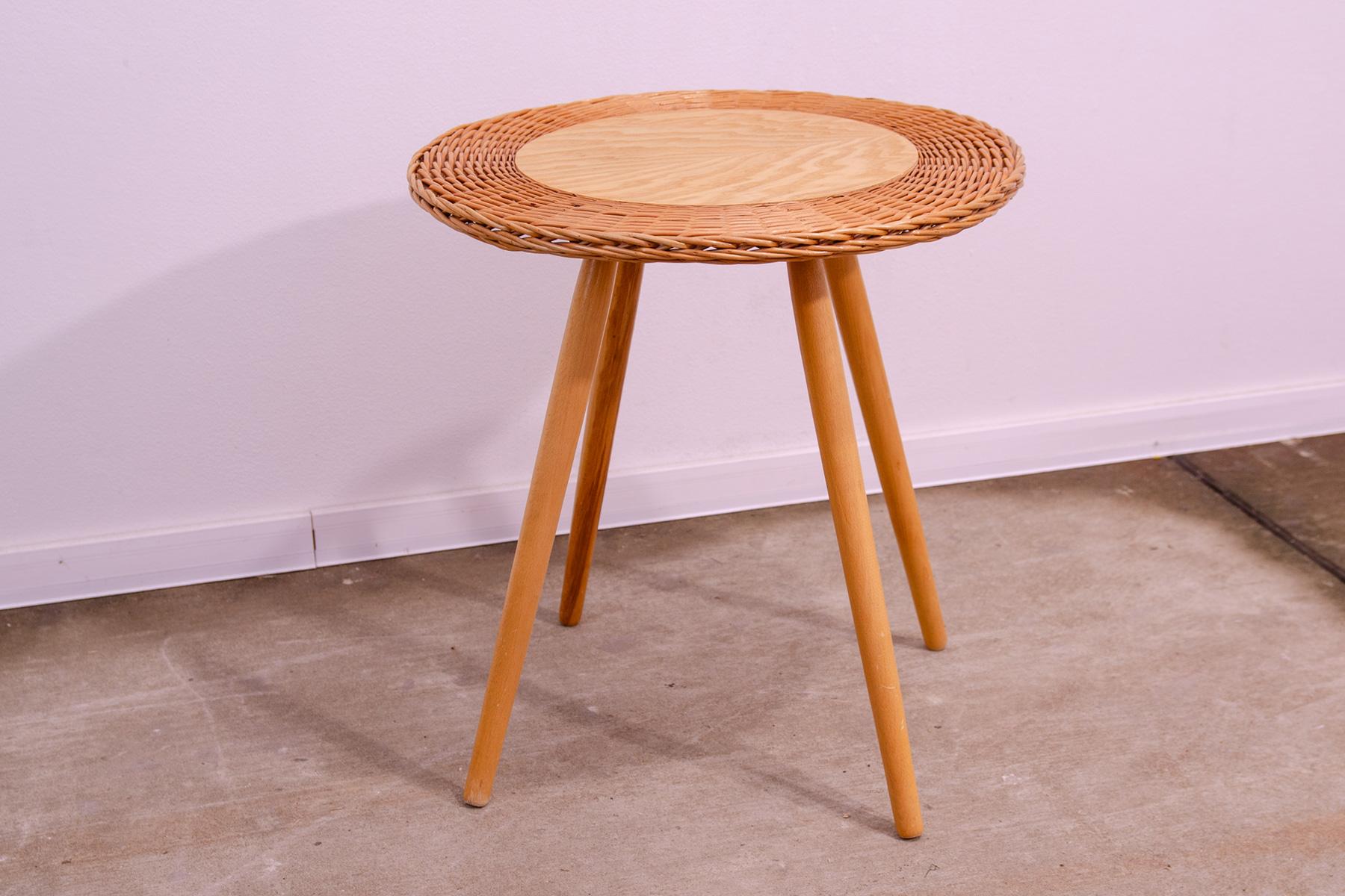 Mid-Century Modern Mid century rattan coffe table by Jan Kalous for ÚLUV, 1960´s, Czechoslovakia For Sale