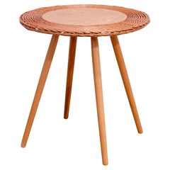 Table basse en rotin du milieu du siècle par Jan Kalous pour ÚLUV, années 1960, Tchécoslovaquie