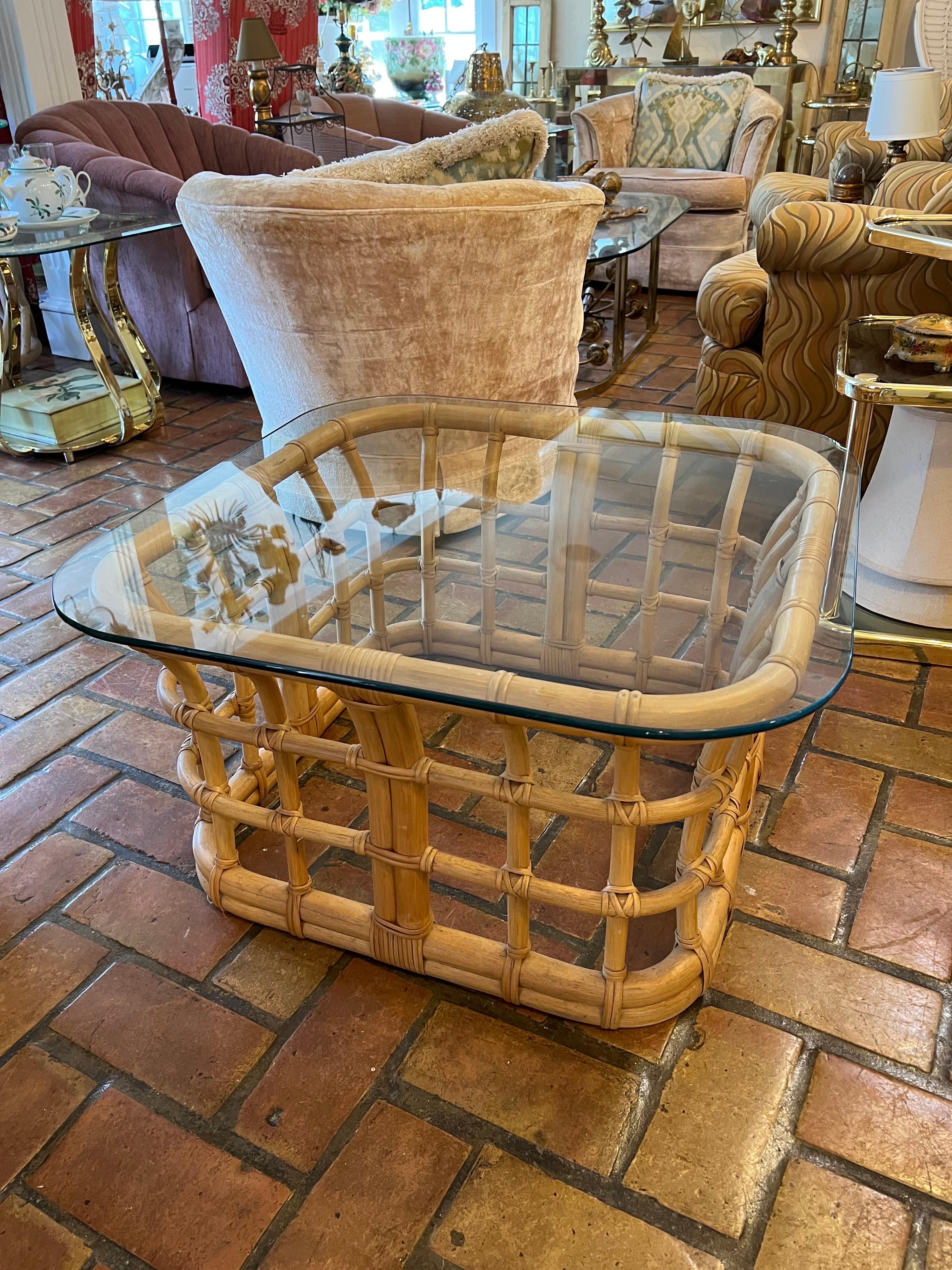 Mid-Century Rattan Coffee Table For Sale 3