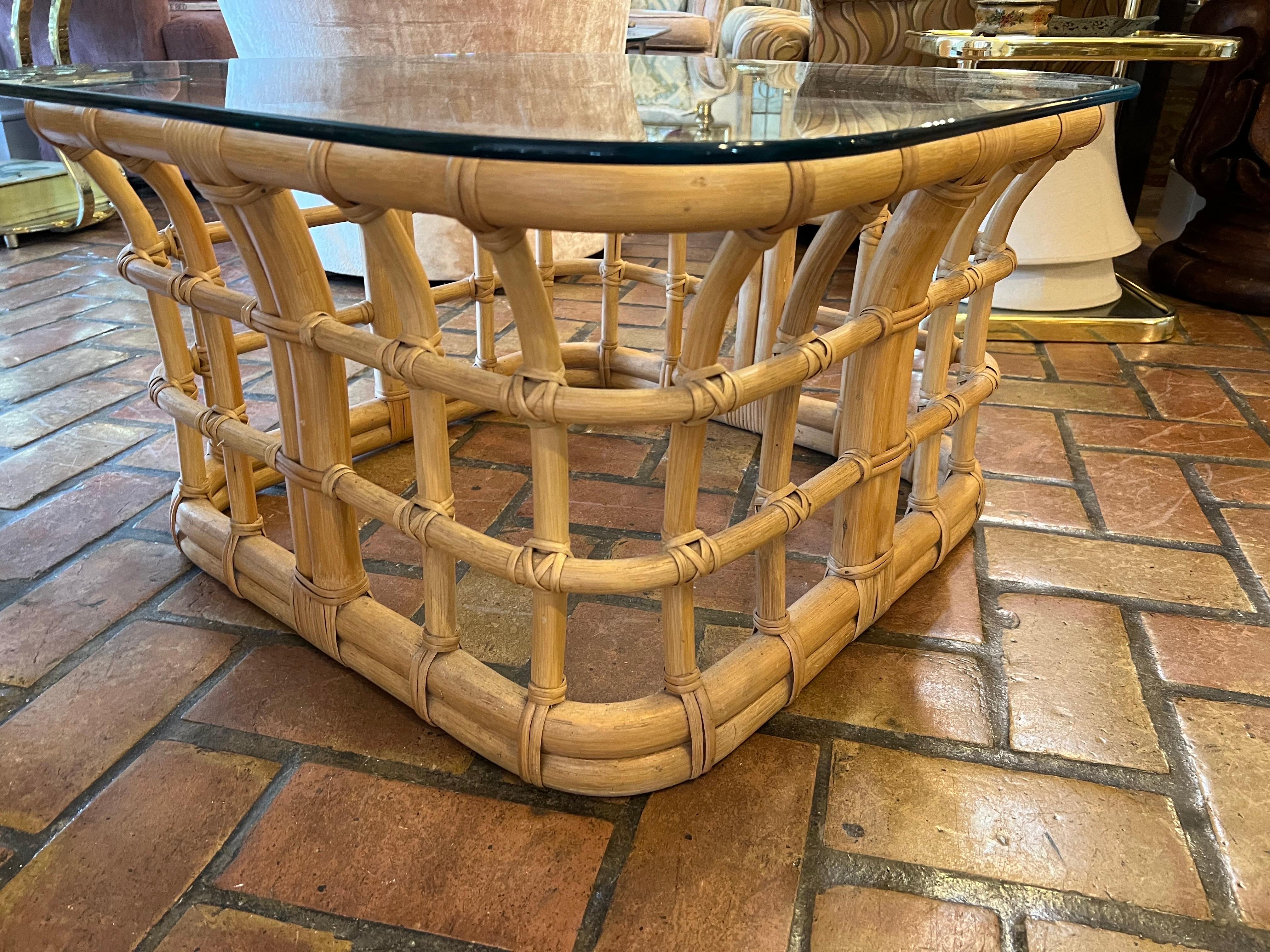 Mid-Century Rattan Coffee Table For Sale 5