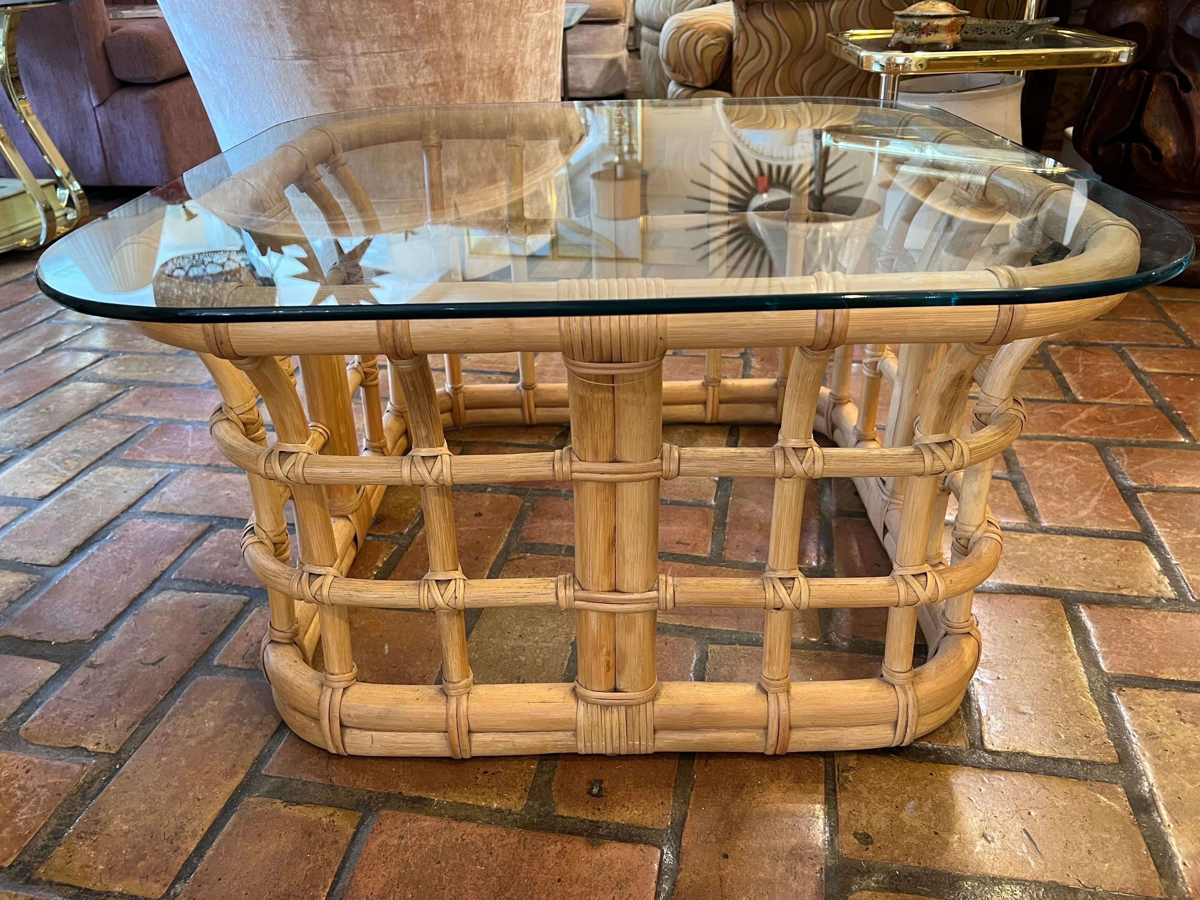 Mid-Century Rattan Coffee Table For Sale 6