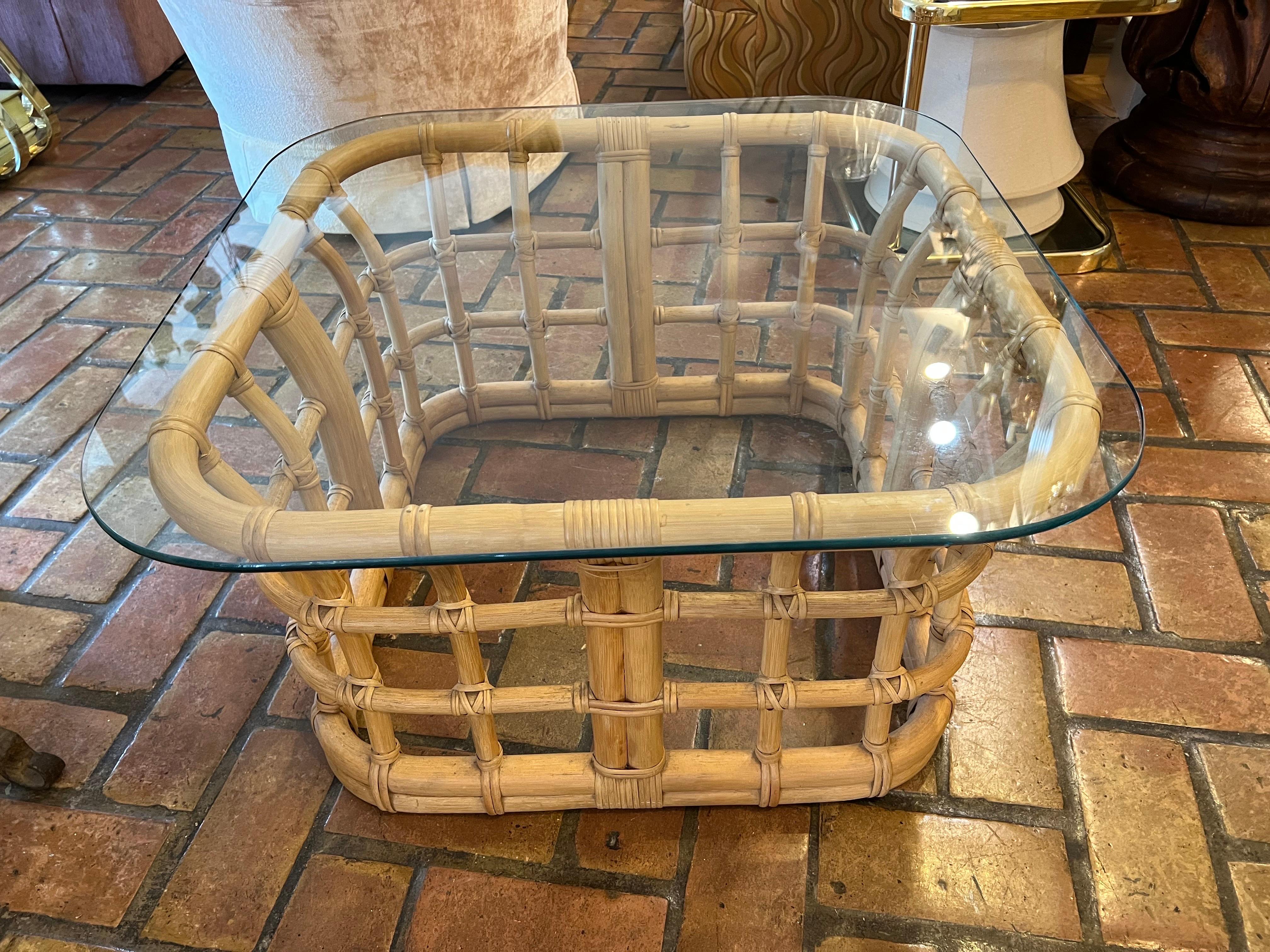 Mid-Century Rattan Coffee Table For Sale 7