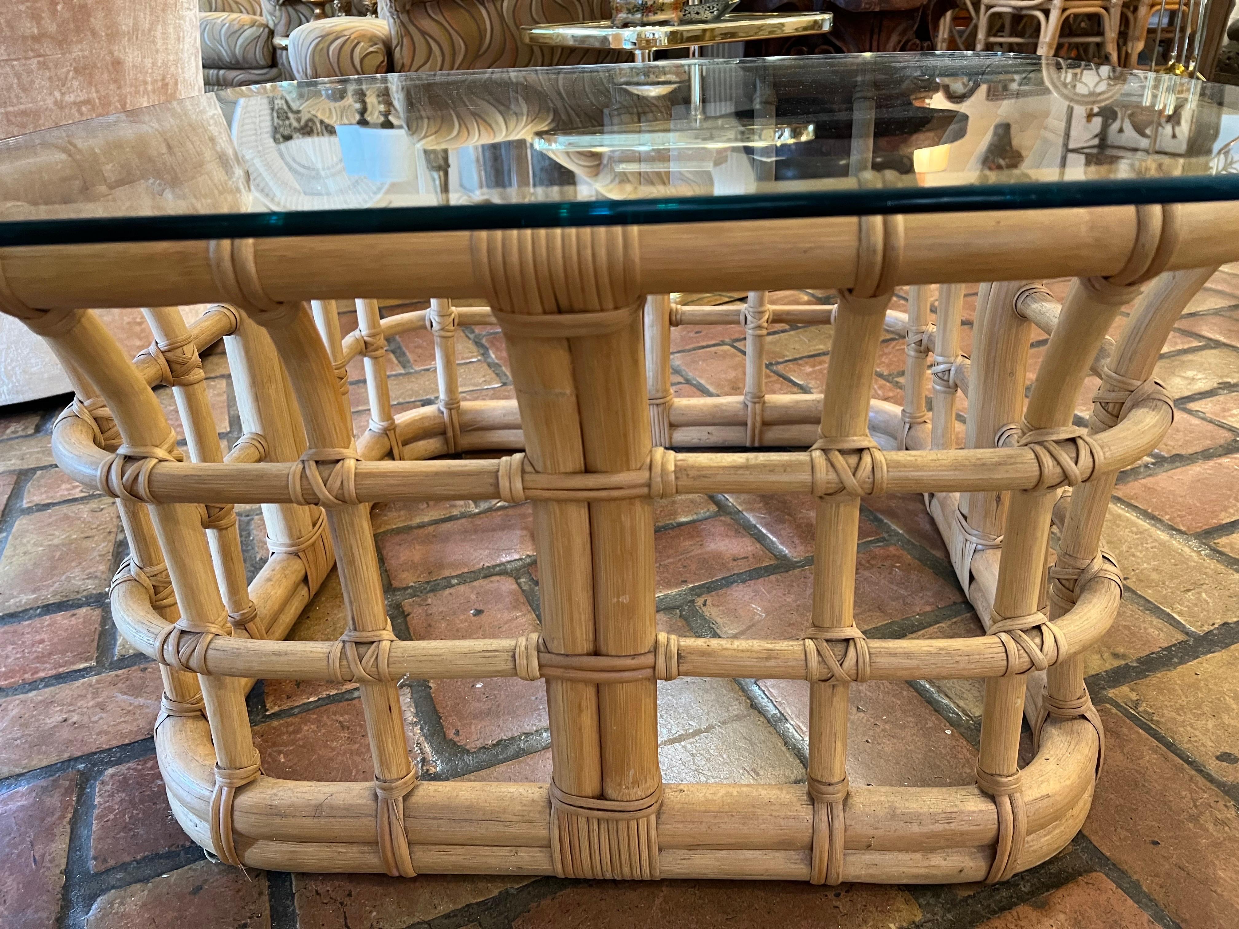 Mid-Century Rattan Coffee Table For Sale 9