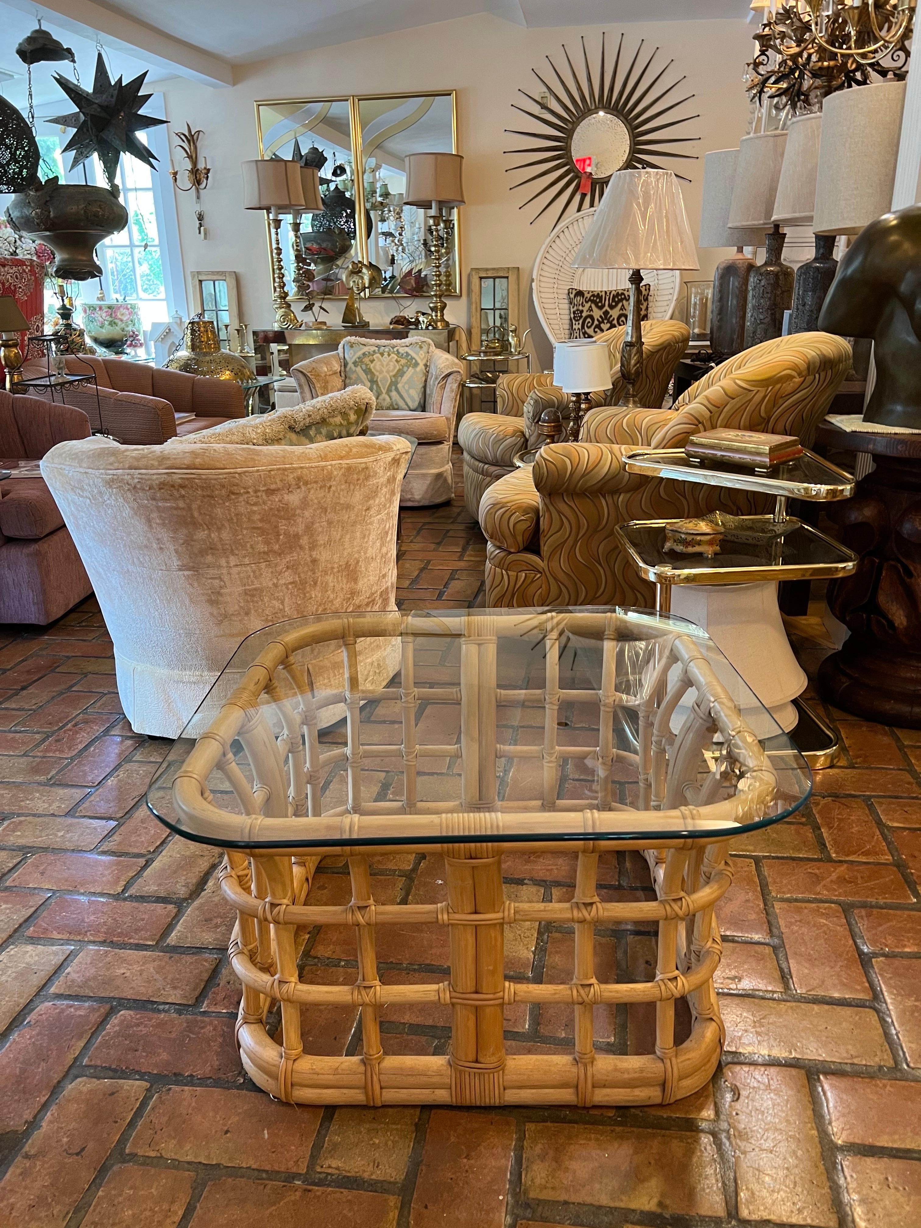 Mid-Century Rattan Coffee Table For Sale 10