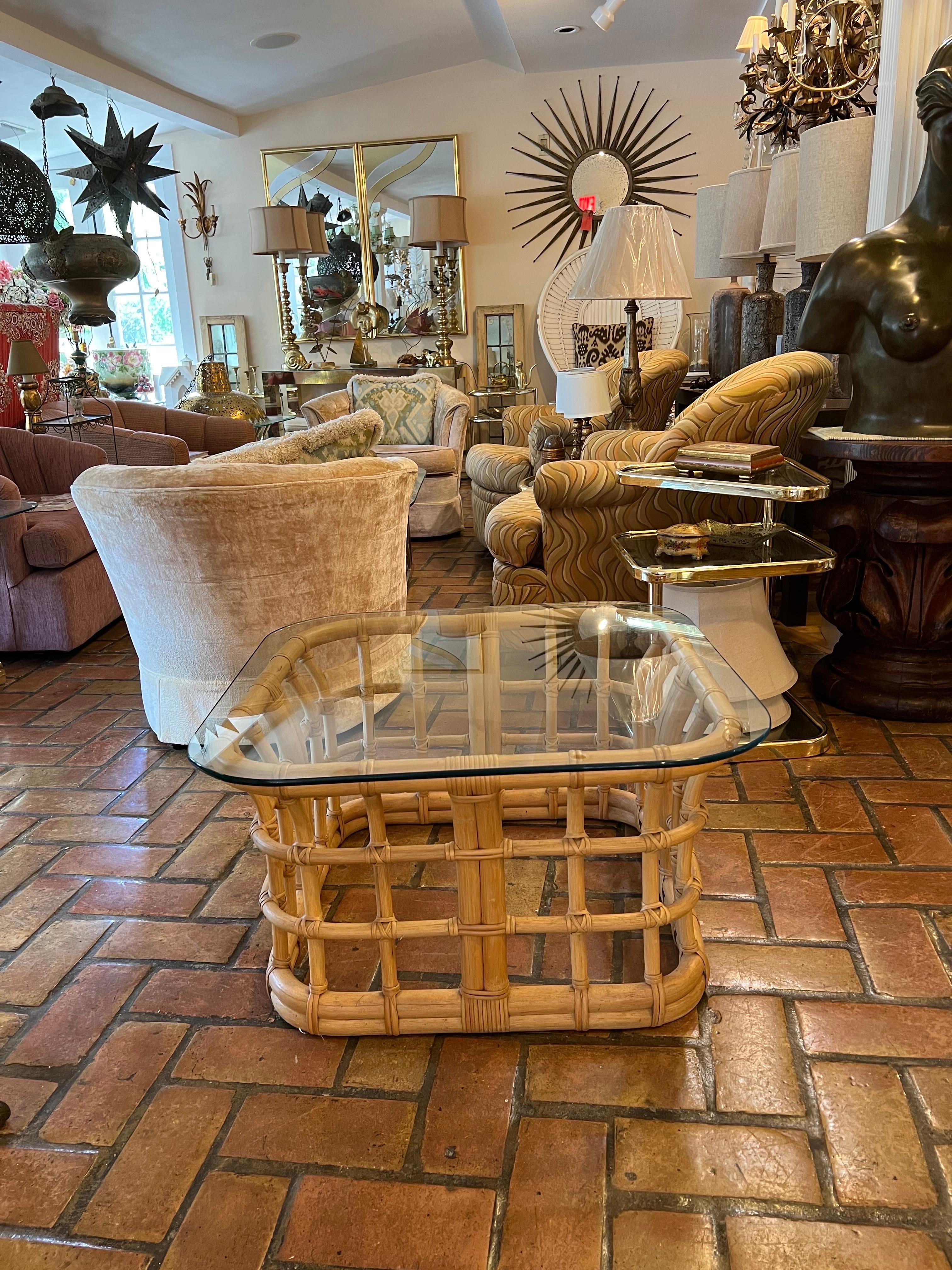 Mid-Century Rattan Coffee Table For Sale 12