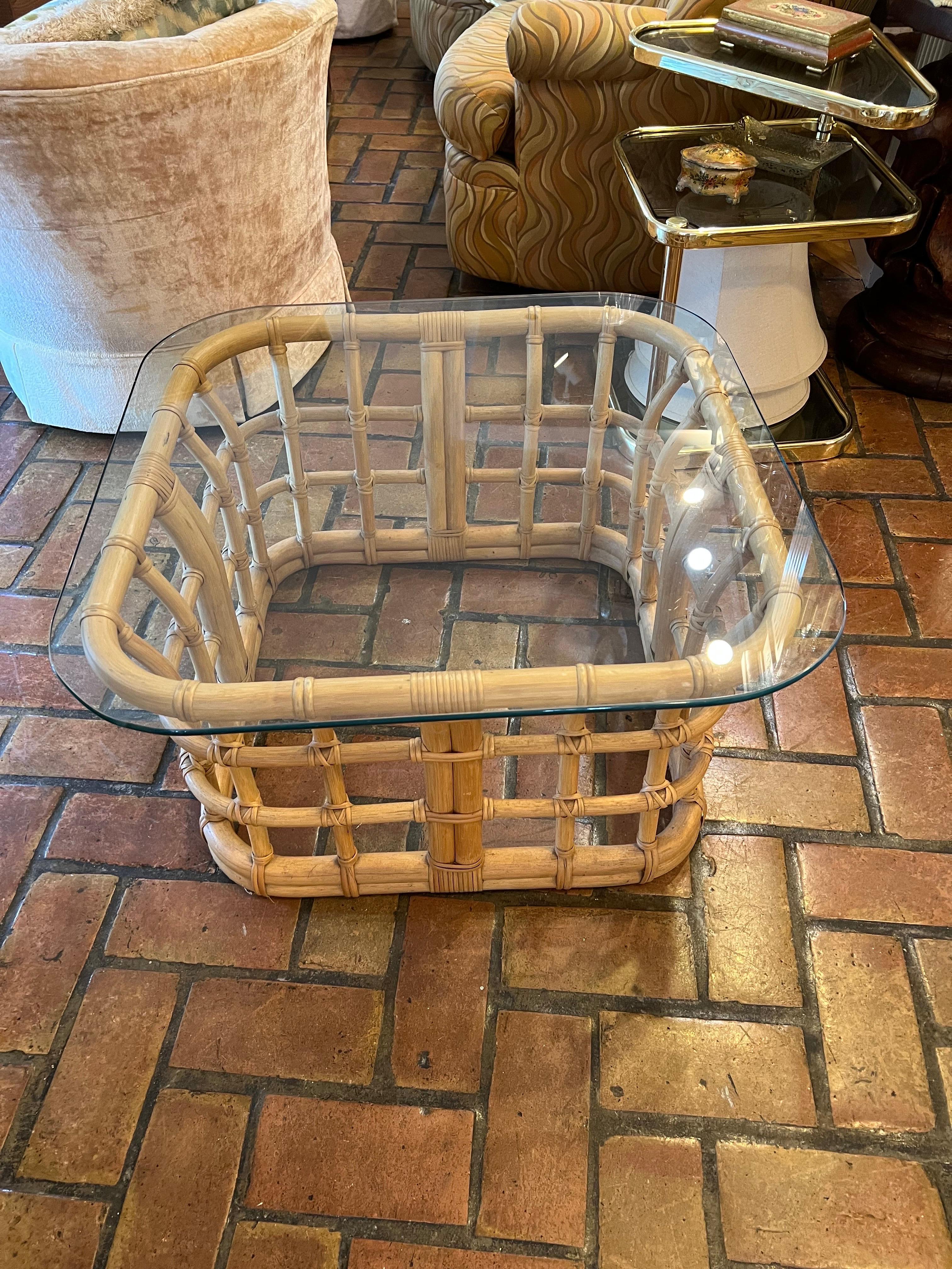 20th Century Mid-Century Rattan Coffee Table For Sale